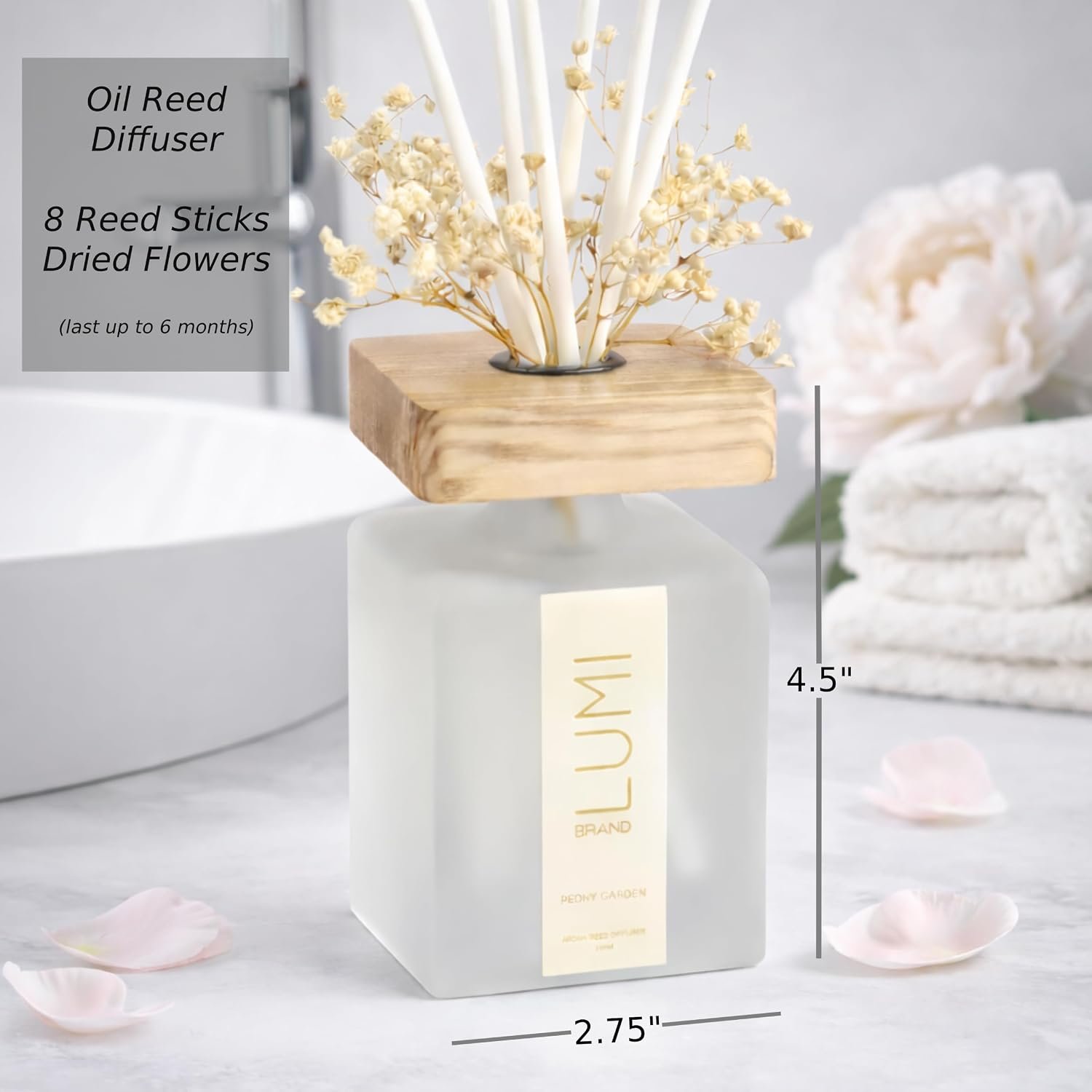Luxury Aroma Gift Set | Peony Garden Scent - Reed Diffuser (200ml), Wood Wick Soy Candle (200g), Room Spray (50ml) | Includes Dried Flowers & 8 Reeds | Luxurious Fragrance for Home Décor | Great Gifts - Image 4