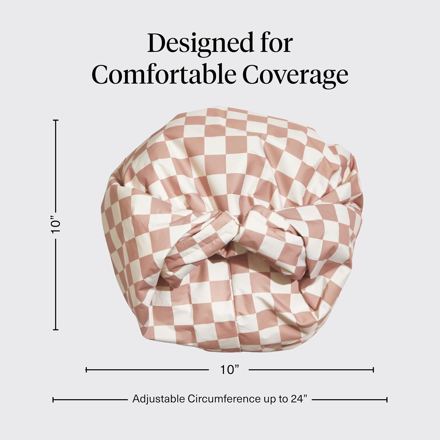Kitsch Luxury Satin-Lined Flexi Shower Cap for Women - Terracotta Checker | Shower Caps for Women Reusable Waterproof - Non-slip, Comfortable Quick-dry Hair Shower Cap for All Hair Types - Image 4