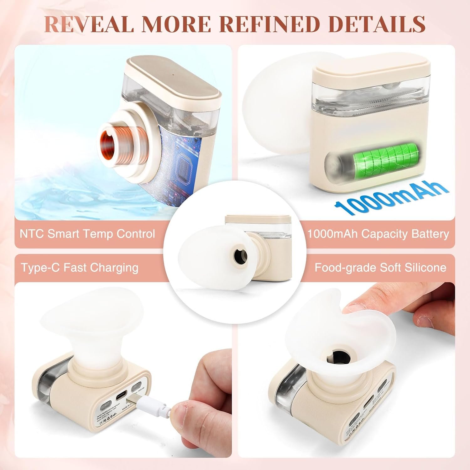 Portable Heated Eye Steamer for Dry Eyes - 3 Heat Settings, Warm Moist Heat Therapy to Restore Natural Tears, Dry Eye Relief Sprayer (Beige) - Image 4