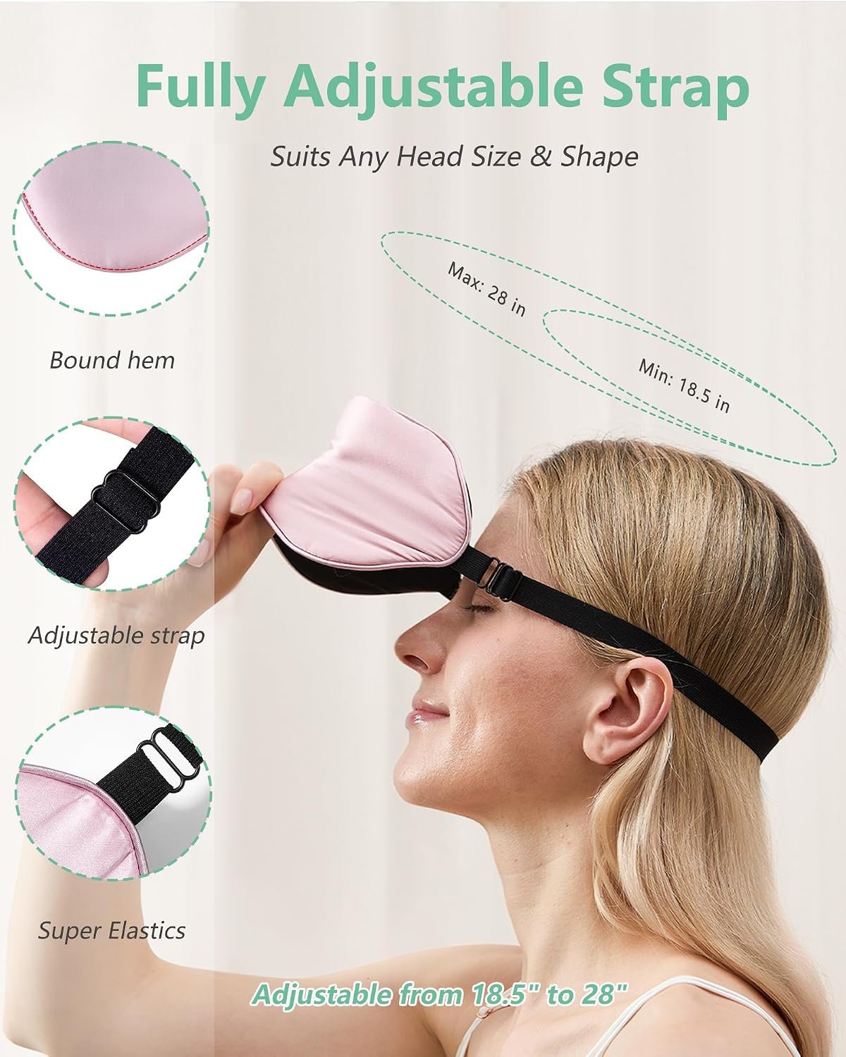 BeeVines 100% Mulberry Silk Sleep Mask, Light Blocking Eye Masks (2 Packs) | Natural Pure Silk Eye Shade, Real Silk Eye Cover for Sleeping, with Adjustable Strap, Reduces Puffy Eyes, Traveling Gifts - Image 5