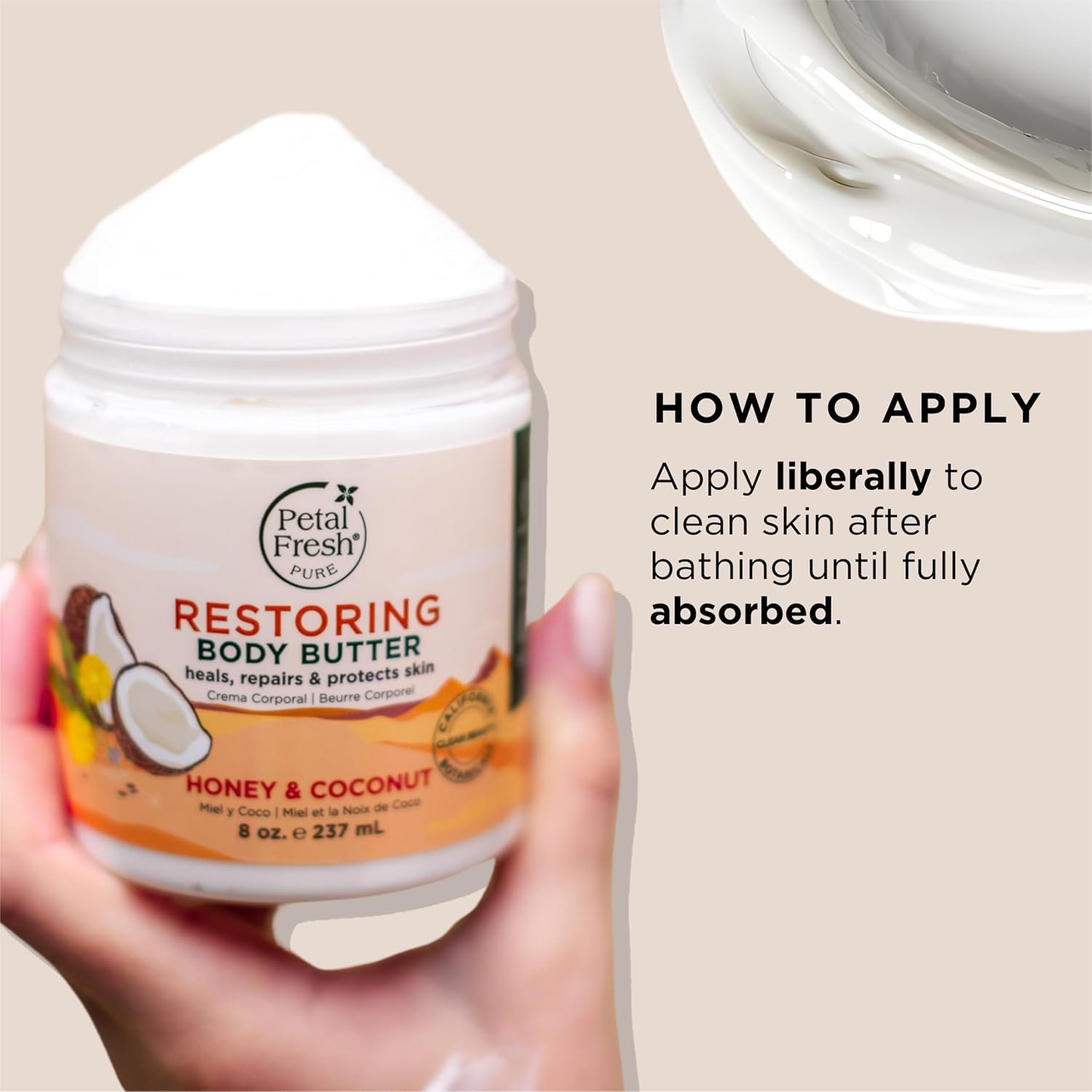 Petal Fresh Pure, Restoring Body Butter, Heals, Repairs & Protects Skin with Honey & Coconut Oil, 8 Fl oz - Image 7