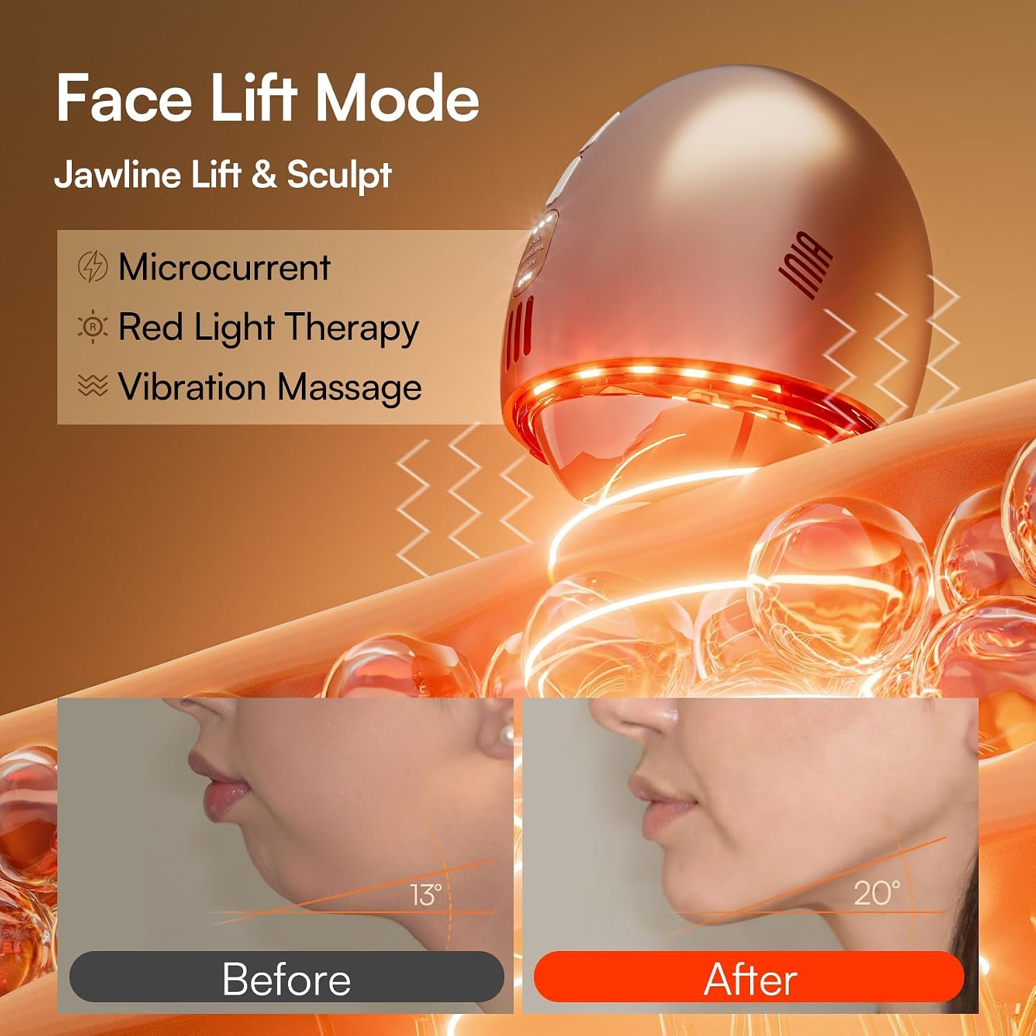 INIA 7-in-1 Red Light Therapy for Face and Neck Gua Sha Facial Tool Device | Facial Massager Tool, with Thermal and Cryo Mode, for Puffiness & Firming, Skincare Tool - Image 4