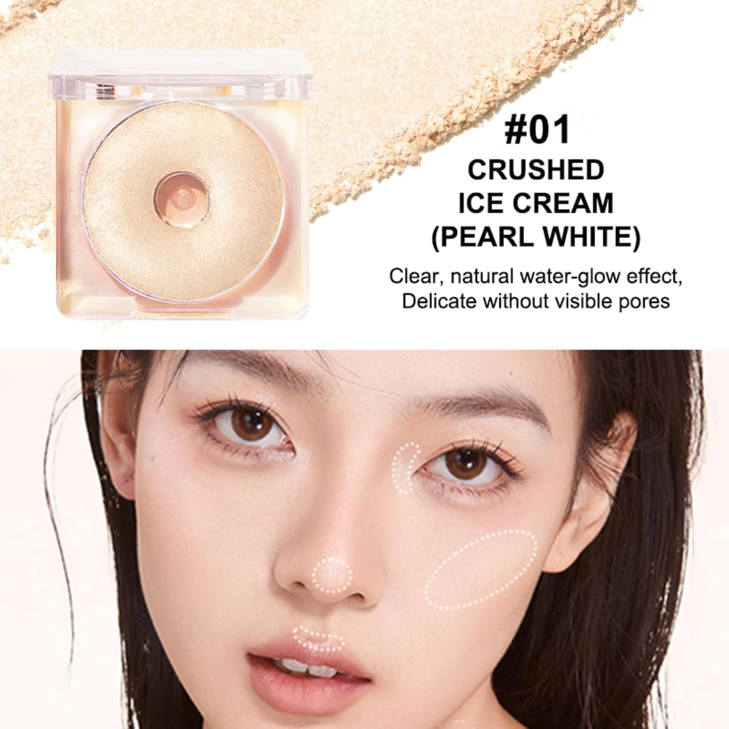 JUDYDOLL Starlight Highlighting Powder, Face Highlighter,Buildable Finishes from Natural to Sparkle, Photo-Ready Glow for All Skin Tones,Luminous & Translucent (01 Greamy Glow) - Image 2