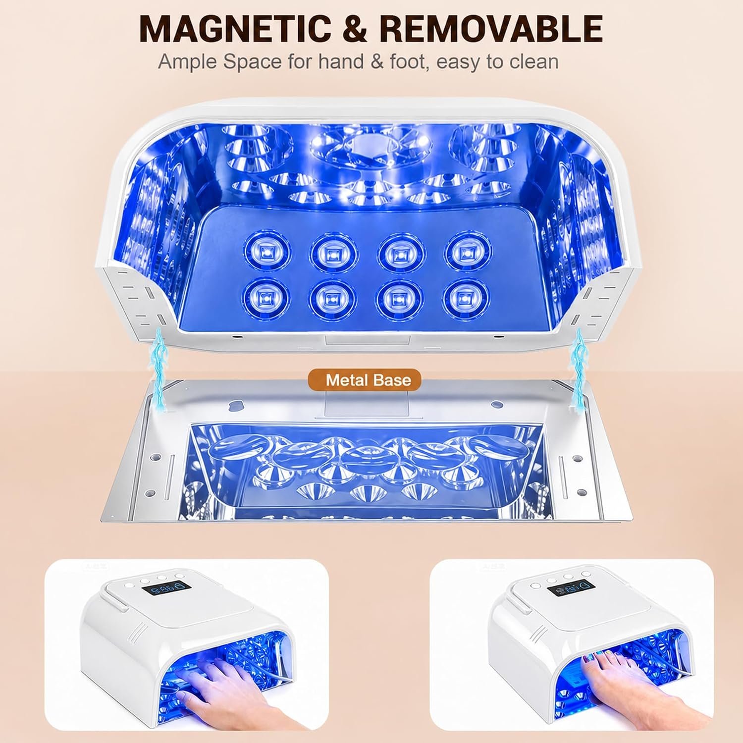 Rechargeable UV LED Nail Lamp Cordless, 108W Professional Nail Lamp for Gel Nails with Cooling Fan,Fast Drying Nail Dryer for Home or Salon Use(White) - Image 7