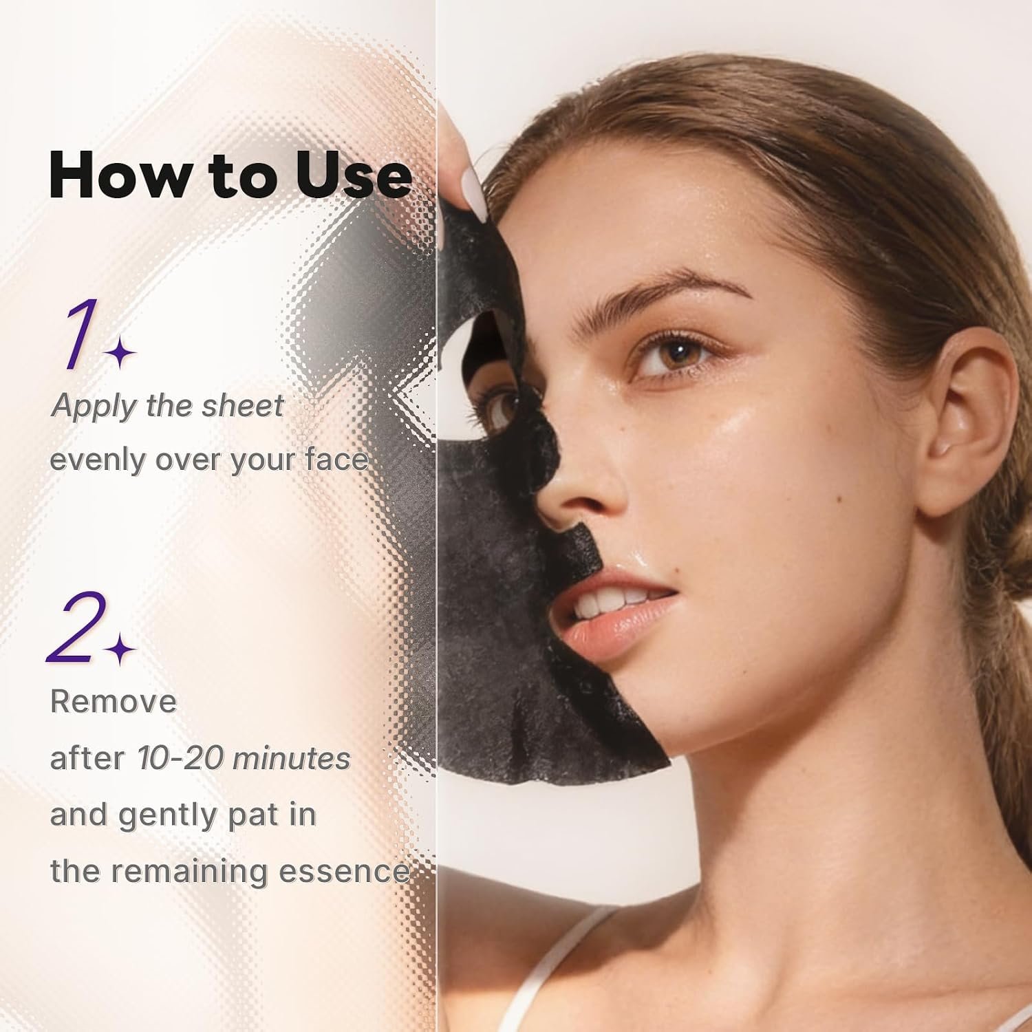 Sodium Hyaluronate Mask, Deep Hydration Face Mask for Sensitive Skin, Quick Soothing, Instant Calming, Hydrating, Moisturizing, Blemish Care, Skincare Sheet Masks, 1.06oz(30g) x 5ea, Black - Image 4