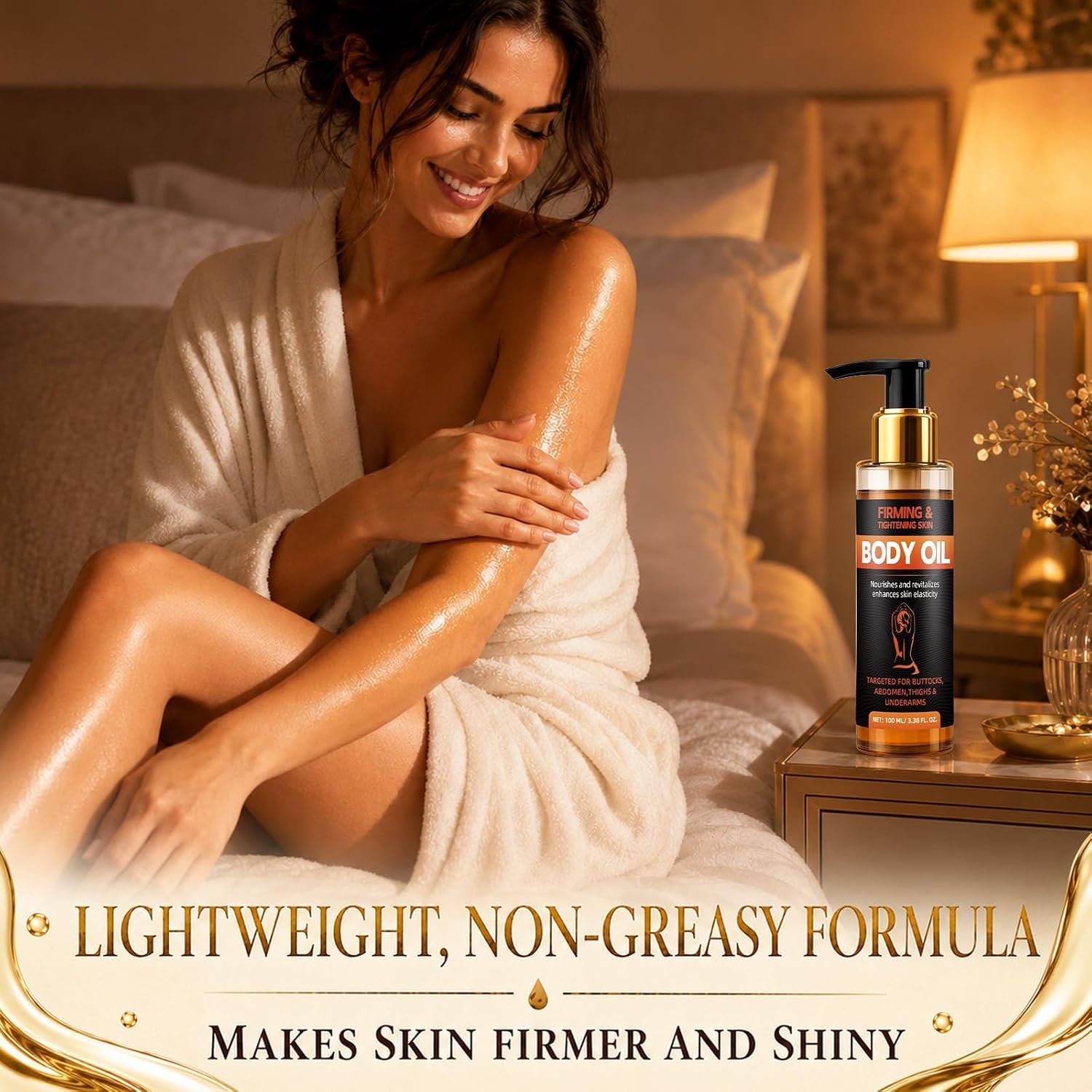 Firming Body Oil, Skin Firming Oil After Shower for Women – Tightening & Hydrating for Arms, Legs, Stomach & Body, Non-Greasy & Anti Aging Formula with Collagen for Dry, Crepe Skin, 100ml - Image 4