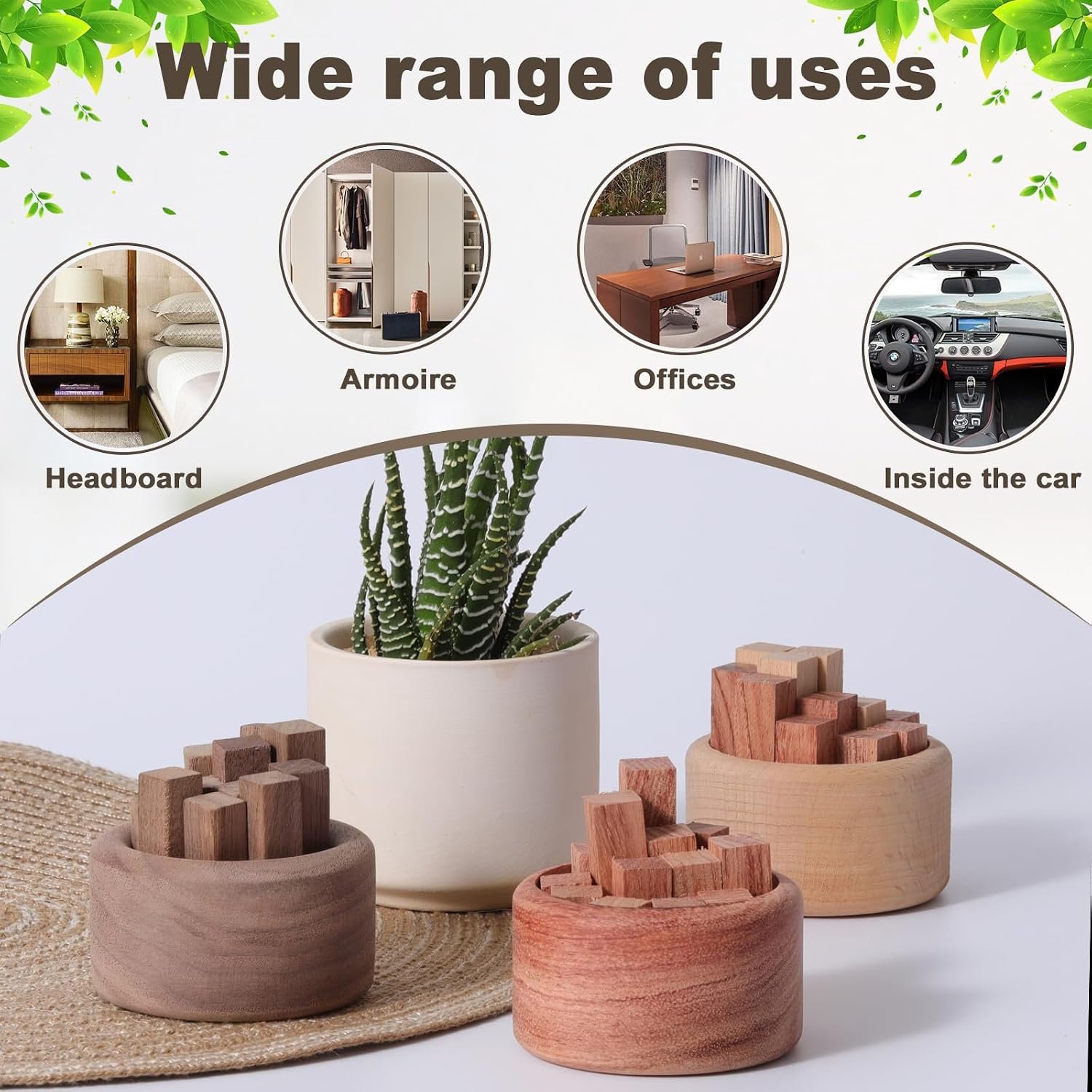 3 Pieces Wood Diffuser for Essential Oils, Aromatherapy Diffuser Black Walnut Wood for Home Office Bedroom Car - Image 7