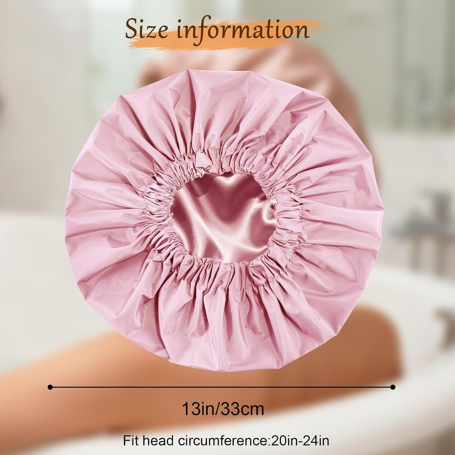 Shower Cap for Women, Reusable Waterproof Satin Lined Shower Cap | Large Shower Cap for Women, Satin Lined Bath Caps with Soft Elastic Band, Washable Reusable Waterproof Shower Bonnet - Image 6