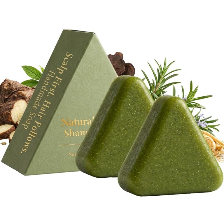 Korean Scalp Revival Bar, Scalp Care Shampoo Bar Rosemary Triangle Regrowth Shampoo Bar for Dry, Oily & Sensitive Scalp, Natural Botanical Anti-Hair Loss Hydrating Green Hair Care Soap (2)