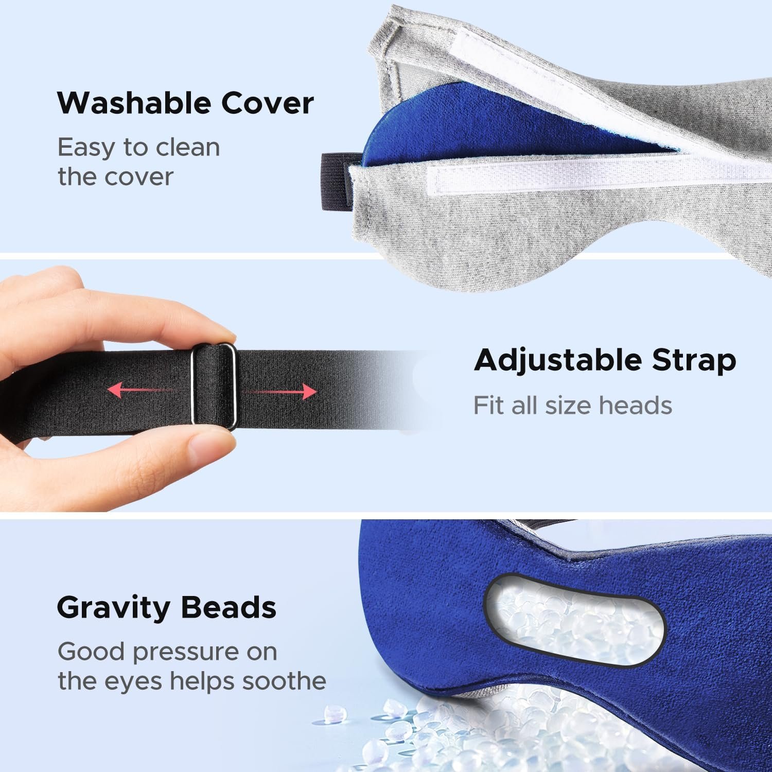 Ezona Heated Eye Mask, Warm Eye Compress Mask for Dry Eyes | USB Electric Eye Heating Pad, with Temperature & Timer Control, Dry Eye Mask for Blepharitis, Sinus Migraine (Indigo) - Image 7