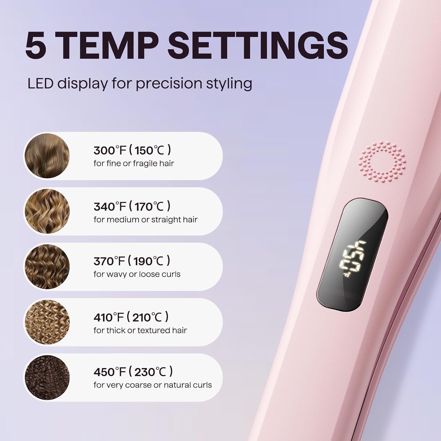 Wavytalk Steam Hair Straightener Steam Sesh for Less Heat Damage, Flat Iron | Detachable Comb, Steam Nourishes, Speeds Straightening, Fights Humidity & Frizz, Nano Titanium 1.38'' Plate, 5 Heat, Pink - Image 6