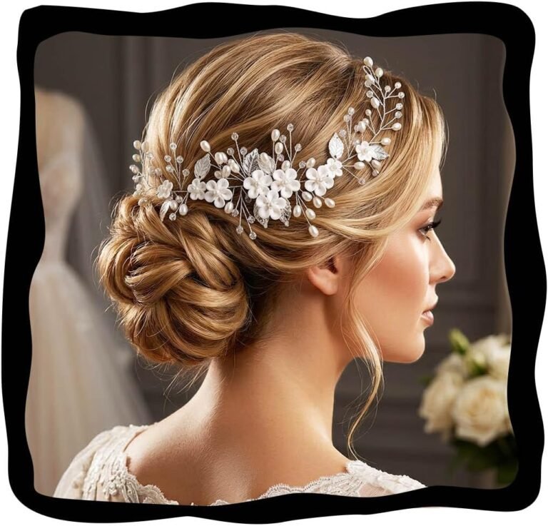 Unicra Flower Hair Vine Pearl Bridal Headpieces Wedding Hair Pieces Silver Prom Hair Accessories for Brides and Women (12.5 Inches)