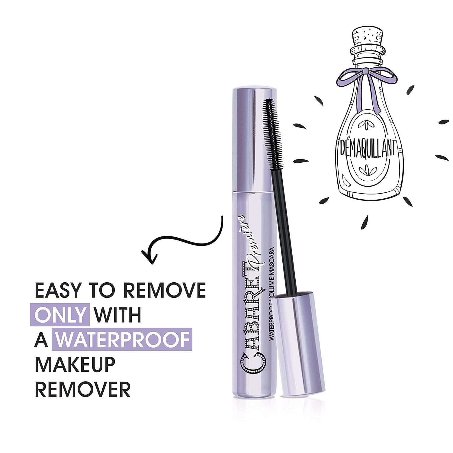 Vivienne Sabó Cabaret Premiere Black Waterproof Mascara, Volume and Length, Curling, No Flaking, No Clumping, Smudge Proof, Washable, Cruelty-Free, Made in Europe, (01 Black), 0.3 Fl Oz, 1 Pack - Image 7