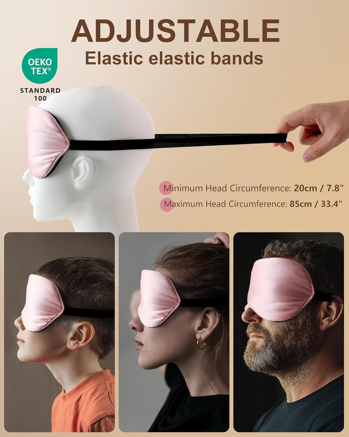 Silk Sleep Mask for Women - Soft Breathable Organic Natural Mulberry Silk Fabric Blackout Eye Mask for Sleeping with Adjustable Straps No Pressure Eye Mask for Travel Essentials Gifts (Pink) - Image 6