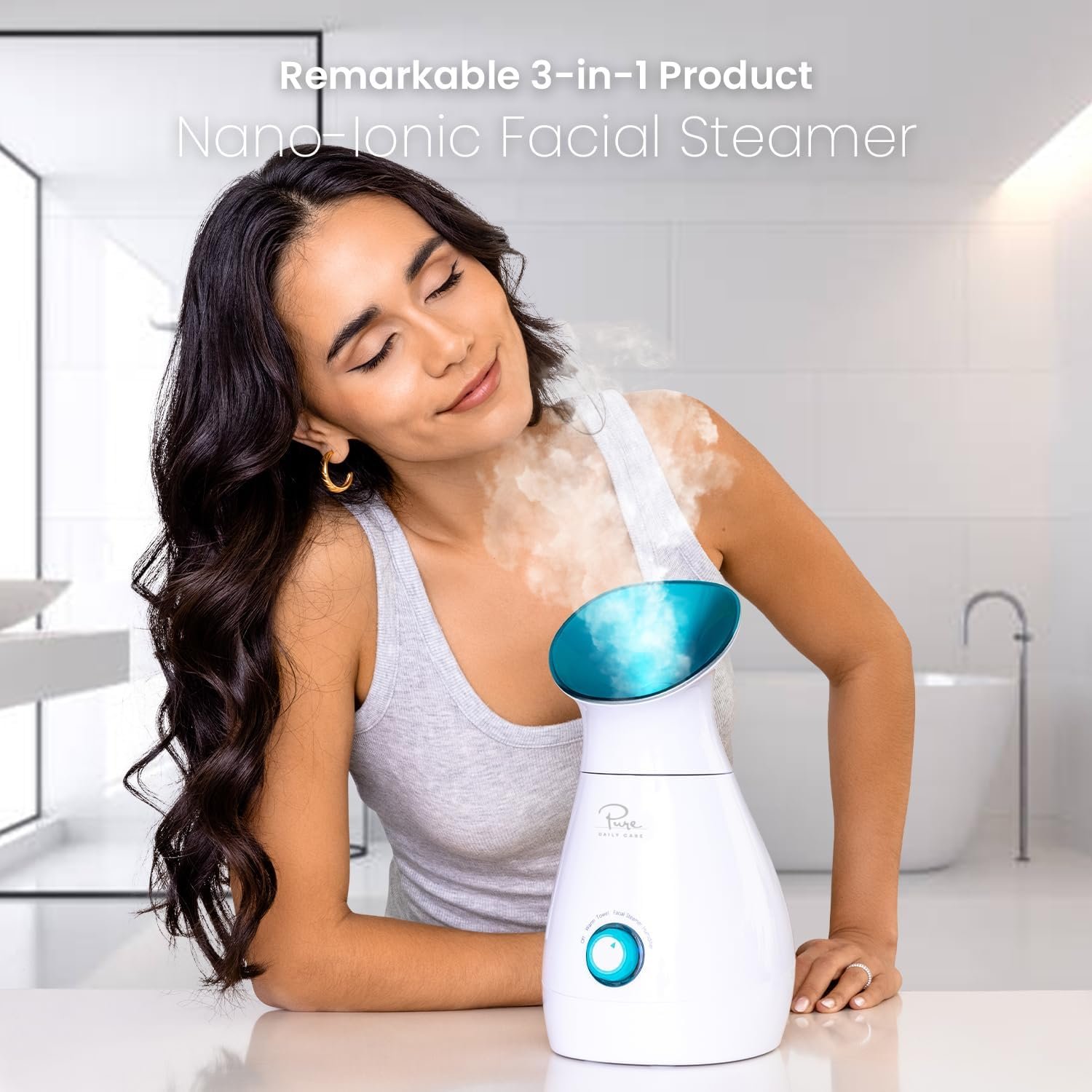 Pure Daily Care NanoSteamer Large 3-in-1 Nano Ionic Facial Steamer with Precise Temp Control - Humidifier - Unclogs Pores - Blackheads - Spa Quality - Bonus 5 Piece Stainless Steel Skin Kit (Teal) - Image 5