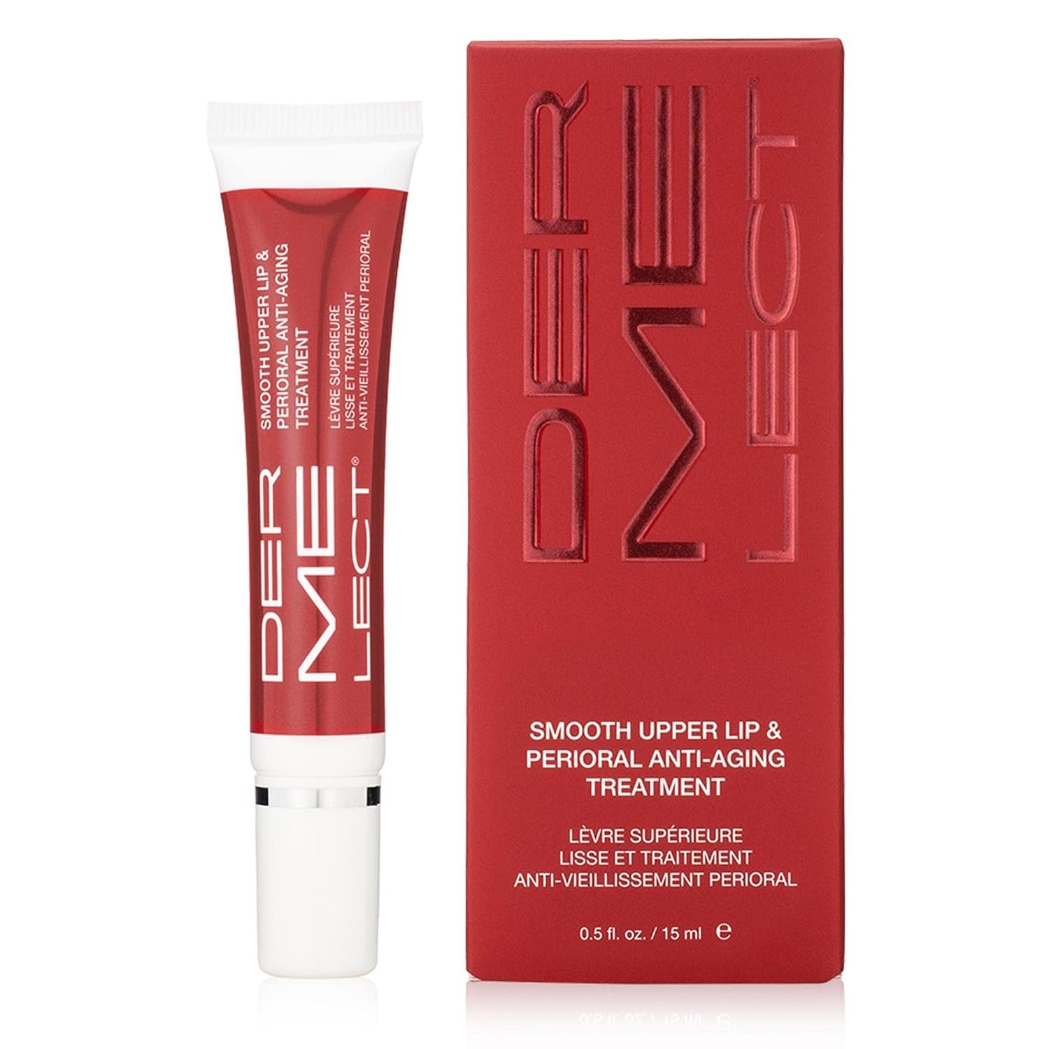Dermelect Smooth Upper Lip Anti Aging Cream - with Hyaluronic Acid, Collagen, Retinol, Brightening & Smoothing Cream for Lip Lines, Smile Lines, Discoloration, Lipstick Bleeding and Feathering, 0.5 oz