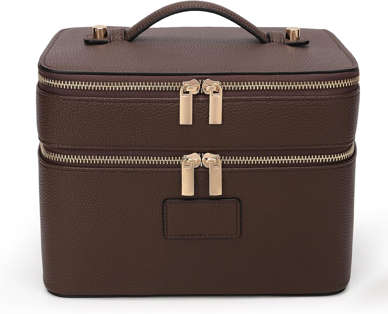 HiTotes Large Makeup Bag Duo Vanity Case for Women Leather Makeup Case Travel Toiletry Bag Portable Double Layer Cosmetic Bag