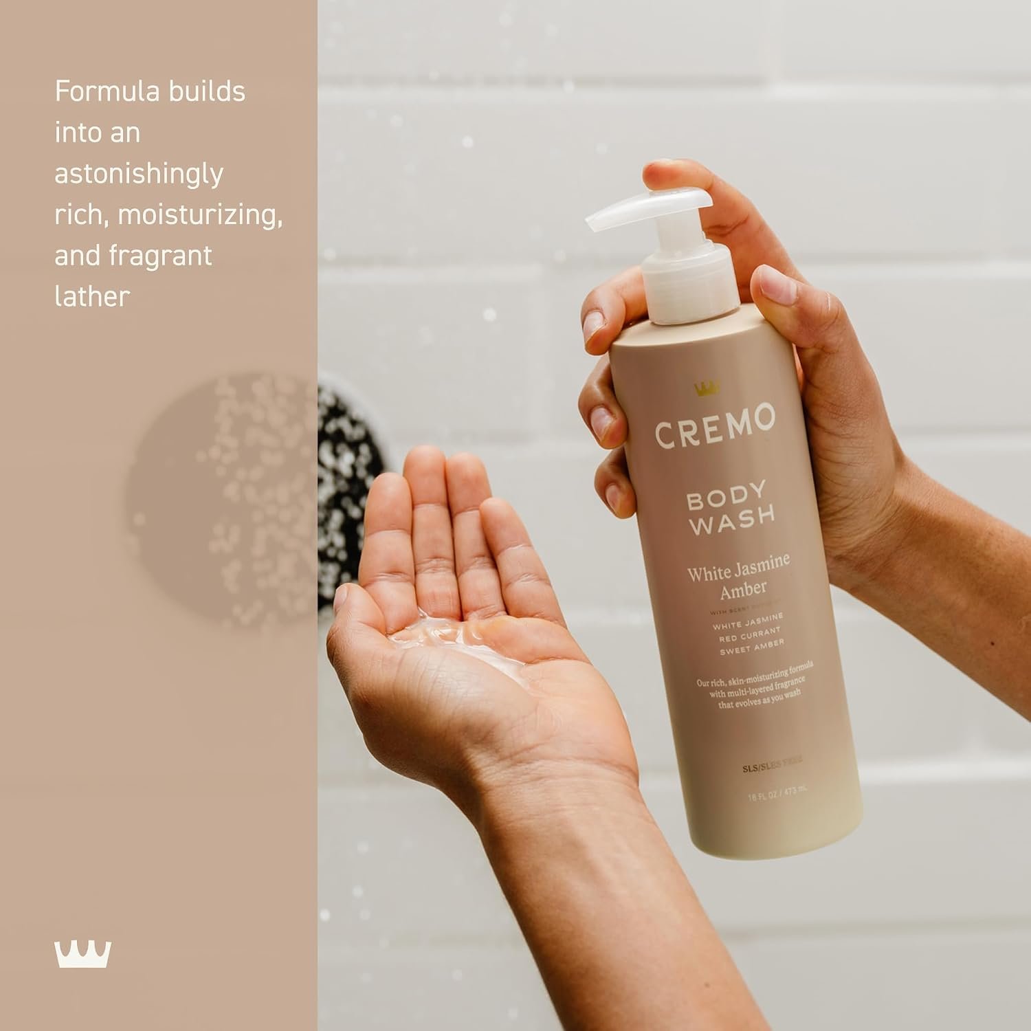 Cremo White Jasmine Amber Skin Moisturizing Body Wash for Women, Notes of White Jasmine, Red Currant, and Sweet Amber, 16 Fl Oz - Image 4