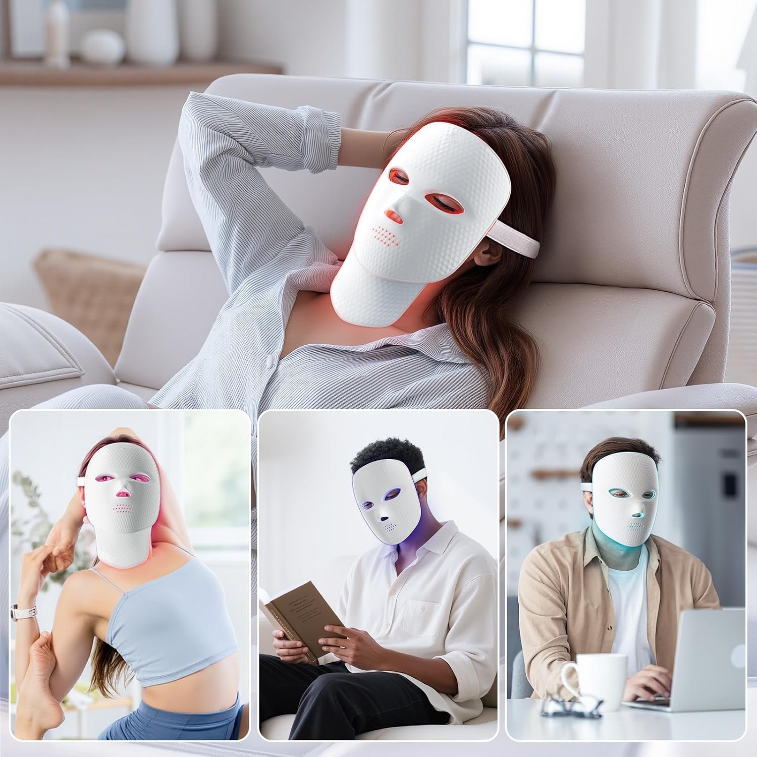 ONLUKY Red Light Therapy for Face, LED Light Therapy Mask for Face & Neck | Red Blue Infrared Light Treatment for Wrinkles & Acne, USB C Rechargeable for Home Use Working Travel Yoga - Image 8