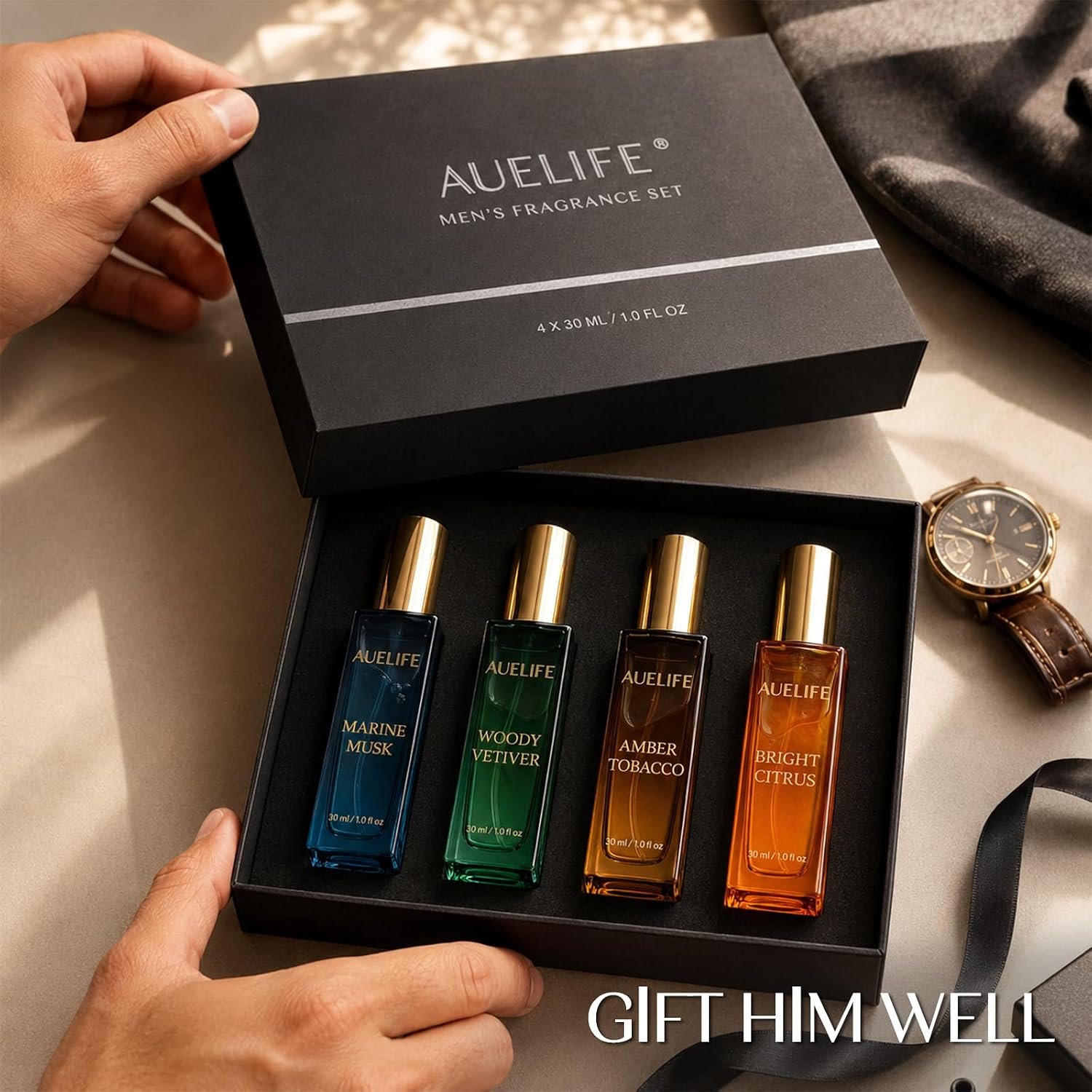 Auelife Men's Perfume Gift Set, 4x30mL Cologne, Gifts for Father, Dad & Him - Image 2