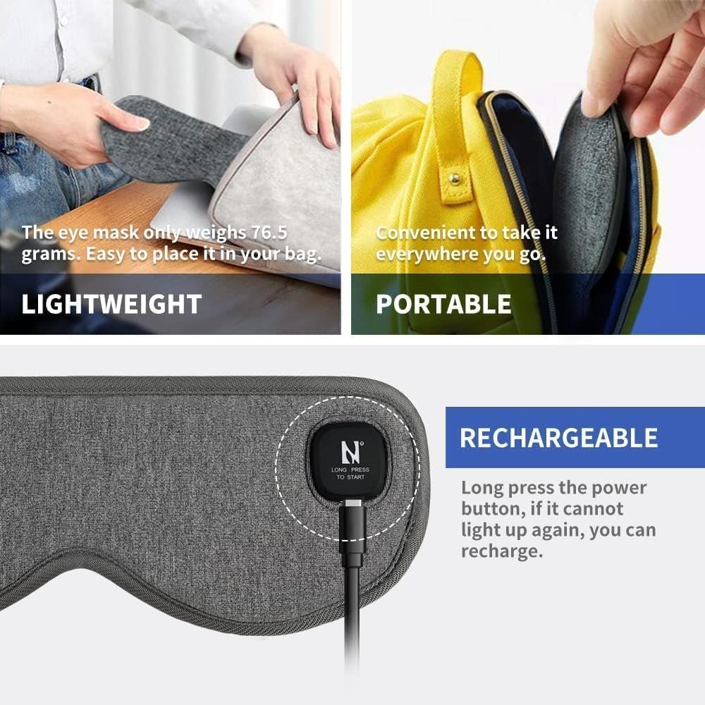 Aroma Season Heated Eye Mask Cordless, Warm Compress for Dry Eyes, Stye. Blepharitis, Chalazion, MGD, Machine Washable Perfect Light Blocking (Grey) - Image 5