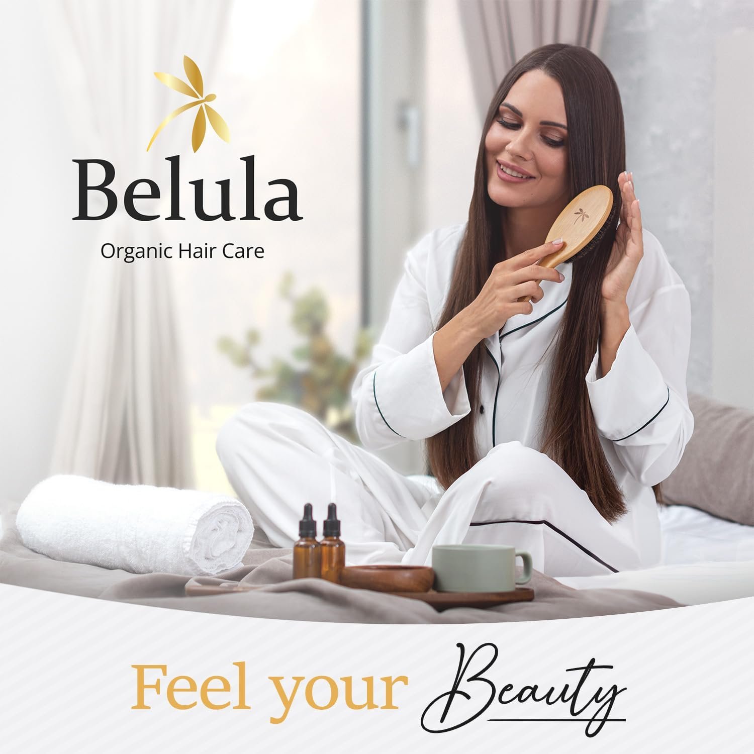 Belula 100% Boar Bristle Hair Brush Set, Medium, for Thin and Fine Hair | Soft bristles, wooden comb, travel bag, spa headband included, restores shine, distributes natural oils, boosts circulation - Image 7
