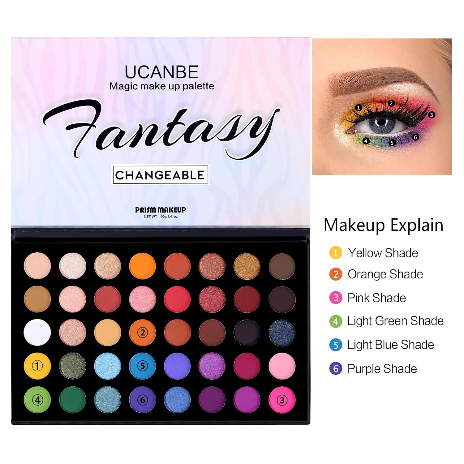 UCANBE Highly Pigmented Eye Makeup Palette, Matte Shimmer Metallic Eyeshadow Pallet Long Lasting Blendable Natural Colors Make Up Eye Shadows Cosmetics Gift Kit - Image 7
