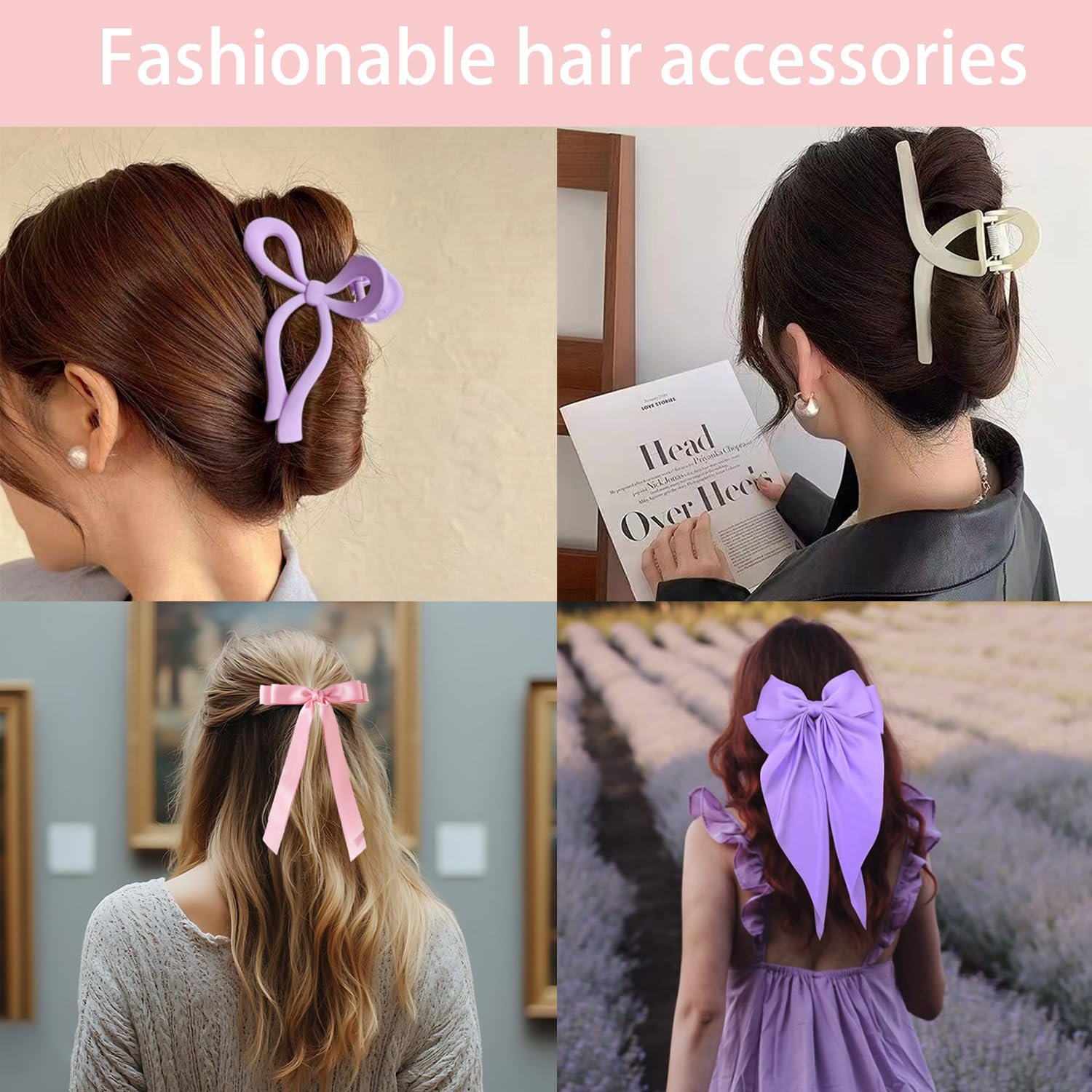 Spa Headband and Wristband Set Top Knotted Headbands Silky Satin Hair Bows Bows Hair Clip Big Hair Claw Clips Butterfly Hair Accessories Satin Silk Scrunchies Quilted Makeup Bag Blank Cards Gift Box - Image 6