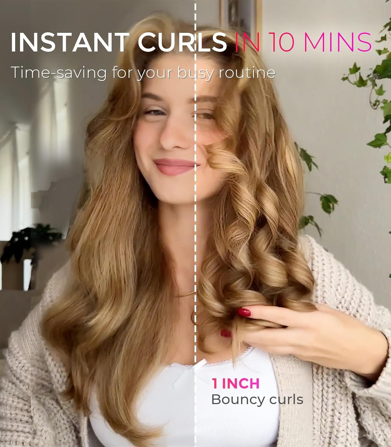TYMO Automatic Rotating Curling Iron, TYMO CURLPRO Beach Waves Hair Curler | 500 Million Ionic Curling Wand, Dual Voltage, Portable Lightweight for Travel, Ceramic Coating, 1 Inch, Pink - Image 3