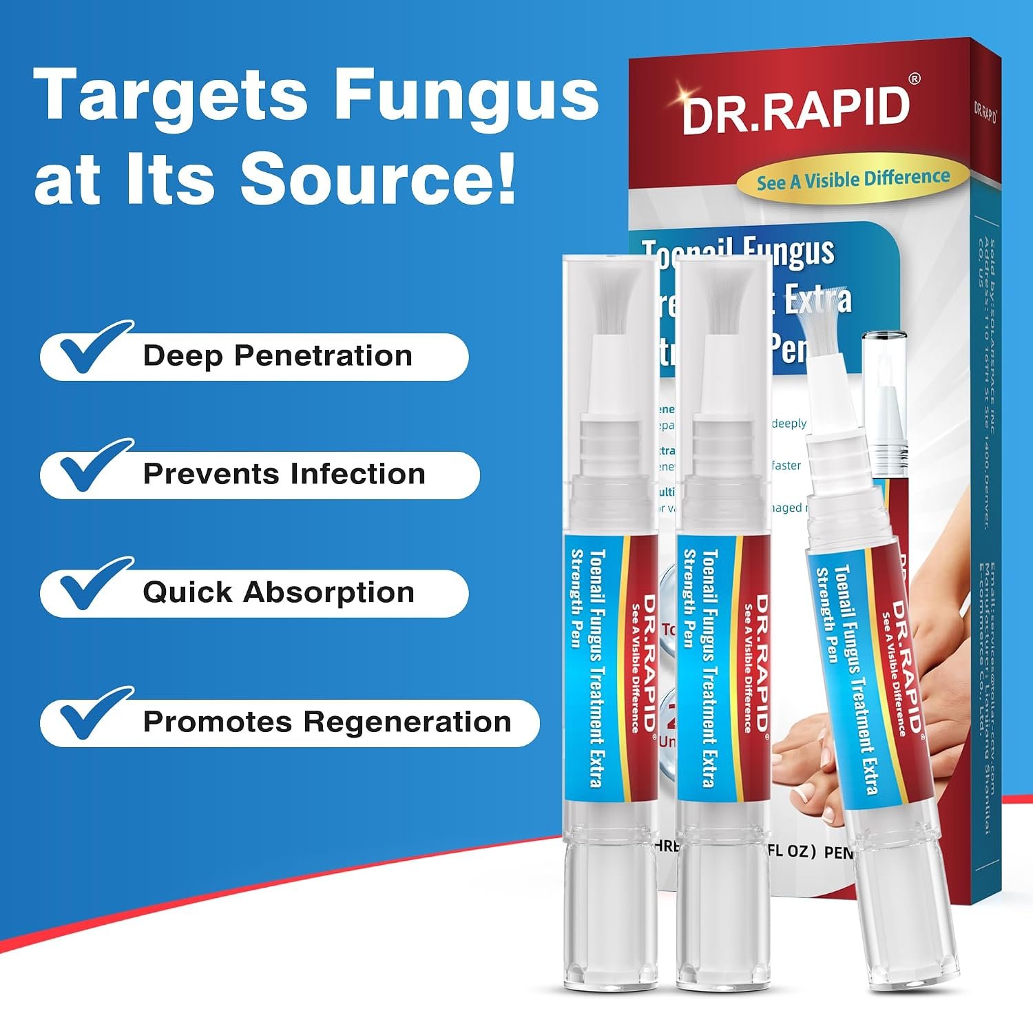 Toenail Fungus Treatment Extra Strength - DR.RAPID Toenail Fungus Treatment Pen with 25% Undecylenic Acid & Tolnaftate, Ideal for Fungus Treatment for Damaged Nails & Fingernails 5ml/0.18FLOZ 3Pcs - Image 5