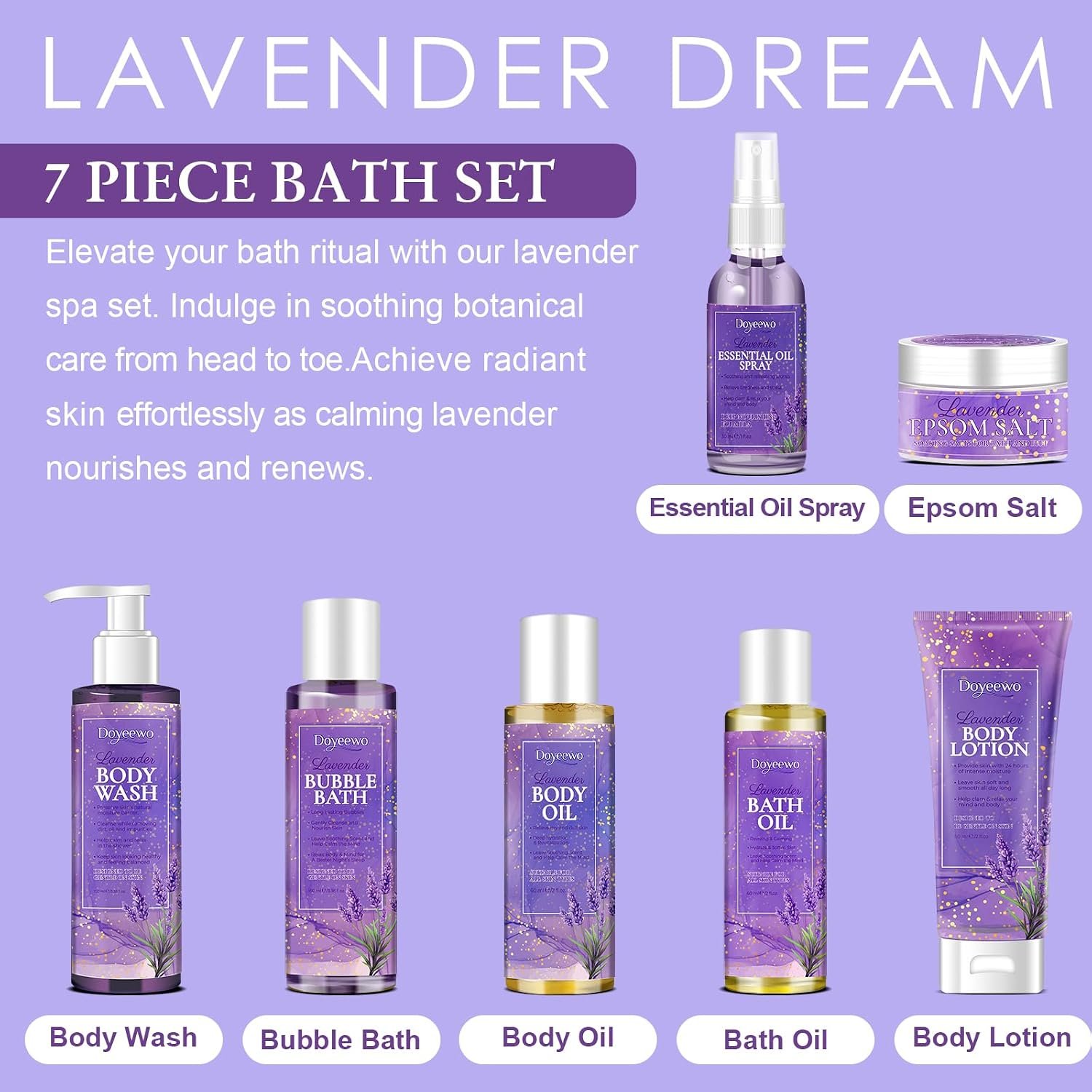 Spa Gifts for Women,Bath Body Care Wash Christmas Gifts Baskets for Women,Relaxation Calming Lavender Spa Set Home Self Care Shower Kit Birthday Valentines Stocking Stuffers for Mom Wife Sister - Image 7