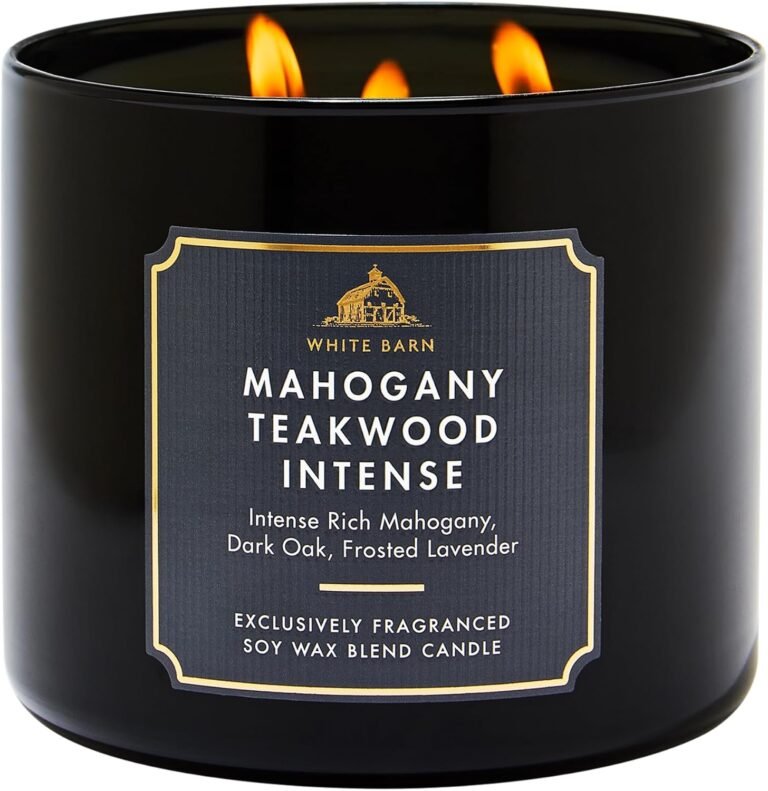Bath & Body Works Mahogany Teakwood Intense 3-Wick Candle - Scented Candle for At-Home Use - Long-Lasting, Room-Filling Fragrance - High Fragrance Oil Concentration - Soy Wax Blend