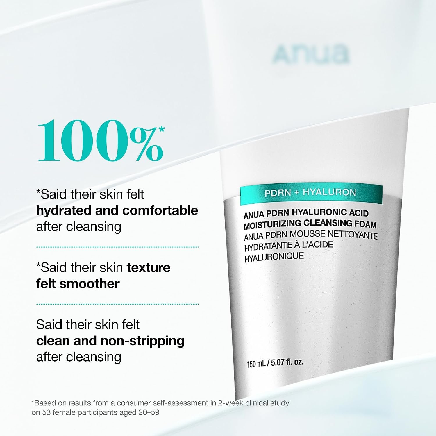 Anua PDRN Hyaluronic Acid Moisturizing Cleansing Foam, 5.07 fl oz - Image 5