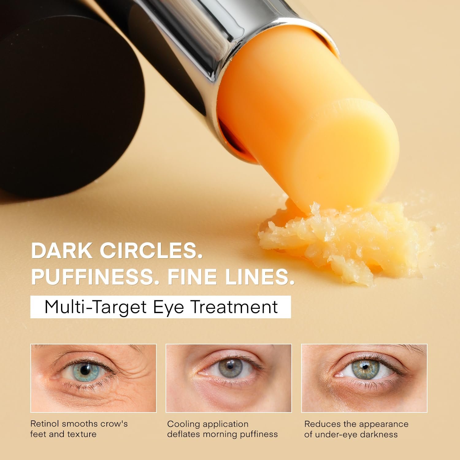 VELAMO ADVANCED Retinol Eye Stick: Retinol Eye Cream for Dark Circles and Puffiness with 1% Bakuchiol and Caffeine - Visibly Reduces Fine Lines Wrinkles Under Eye Bags with Upgraded Formula 0.1 OZ/3g - Image 3