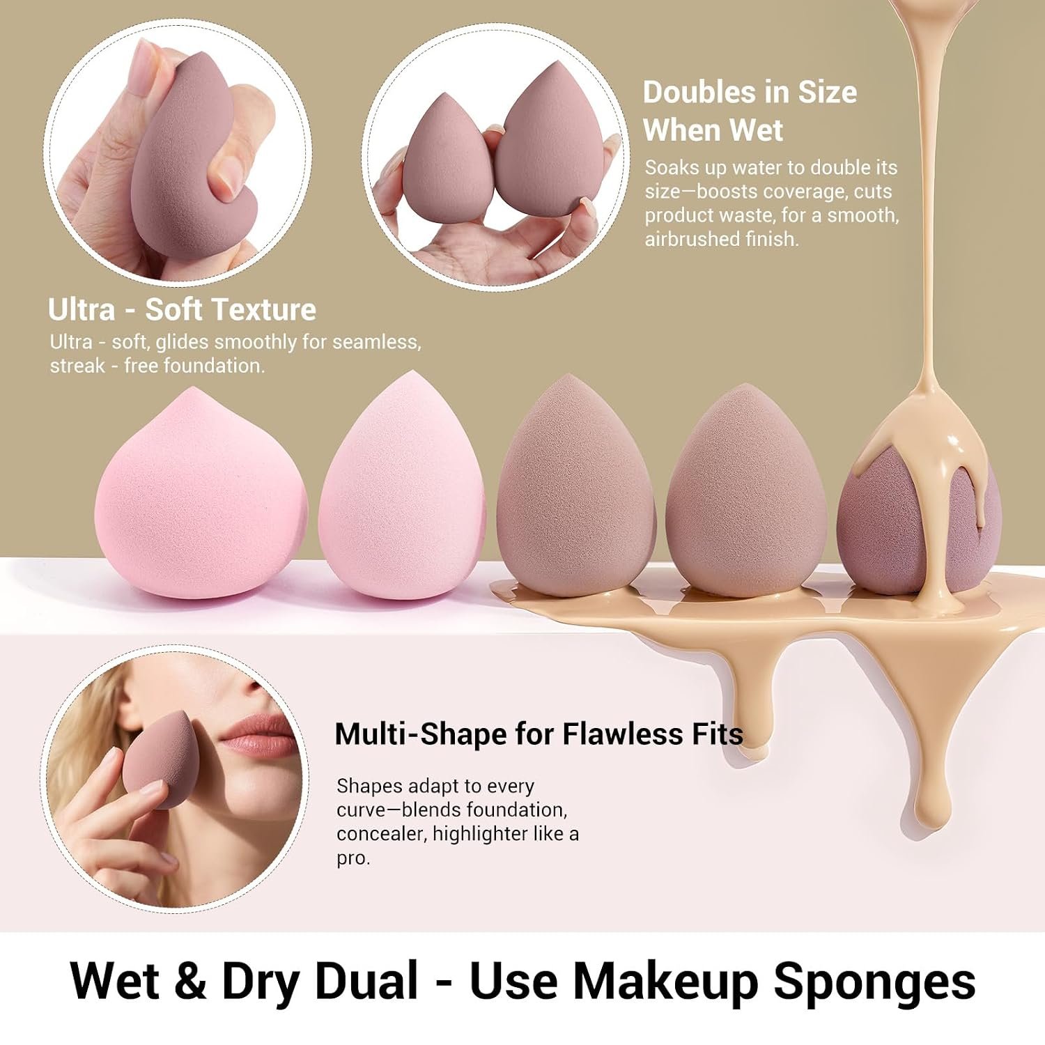 MAANGE Makeup Brush Set 51 PCS Professional Makeup Brushes Soft Foundation Powder Eyeliner Eye Shadow Makeup Brushes Set Travel Make up Brush Kit (Champagne) - Image 5