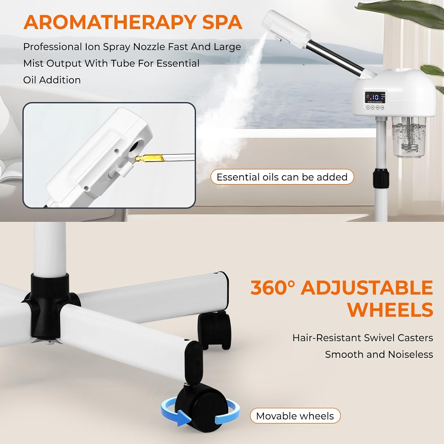 Professional Facial Steamer for Estheticians, Hot Mist & Timer Function, Vaporizador Facial Professional Steamer On Wheels for Home Use & Spa Salon Skin Cleasning - Image 5