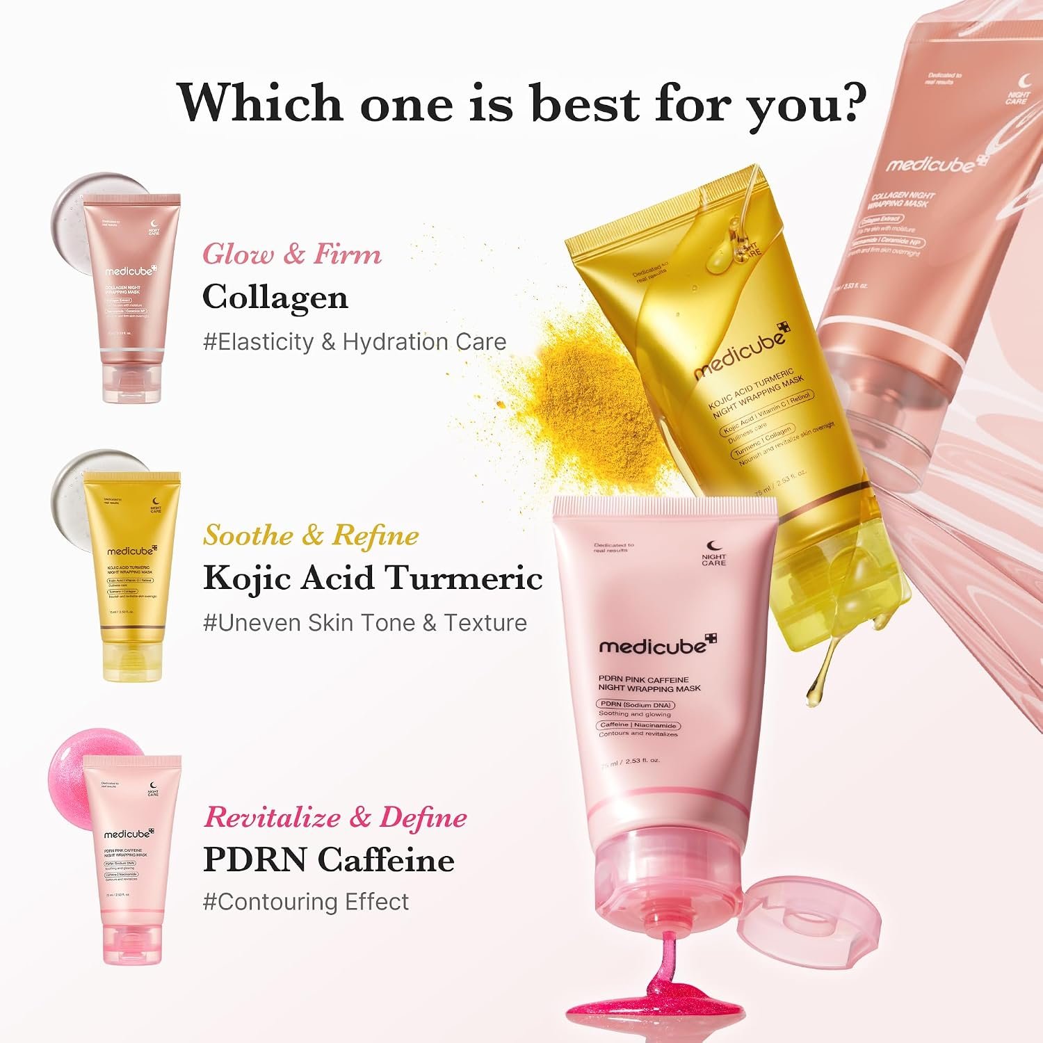 medicube Wrapping Mask PDRN Caffeine - Overnight Peel Off Facial Mask | Caffeine & Collagen for Glass Skin & Face Contour Support - Firming, Depuffing & Hydration, Korean Skin Care, 2.53 fl.oz - Image 6