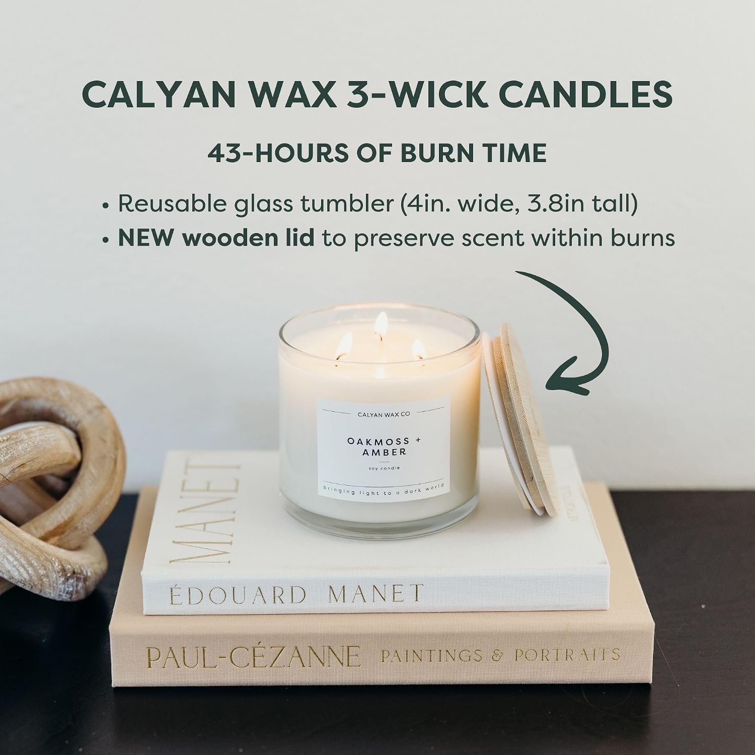 Calyan Wax Co. Lavender & Bergamot 3 Wick Scented Candle - 43 Hour Burn | Made in the USA Luxury Clean Soy Wax Candles - Long Lasting Large Glass Jar Candle for Home - 3 Wicks - 14.9oz - Image 4