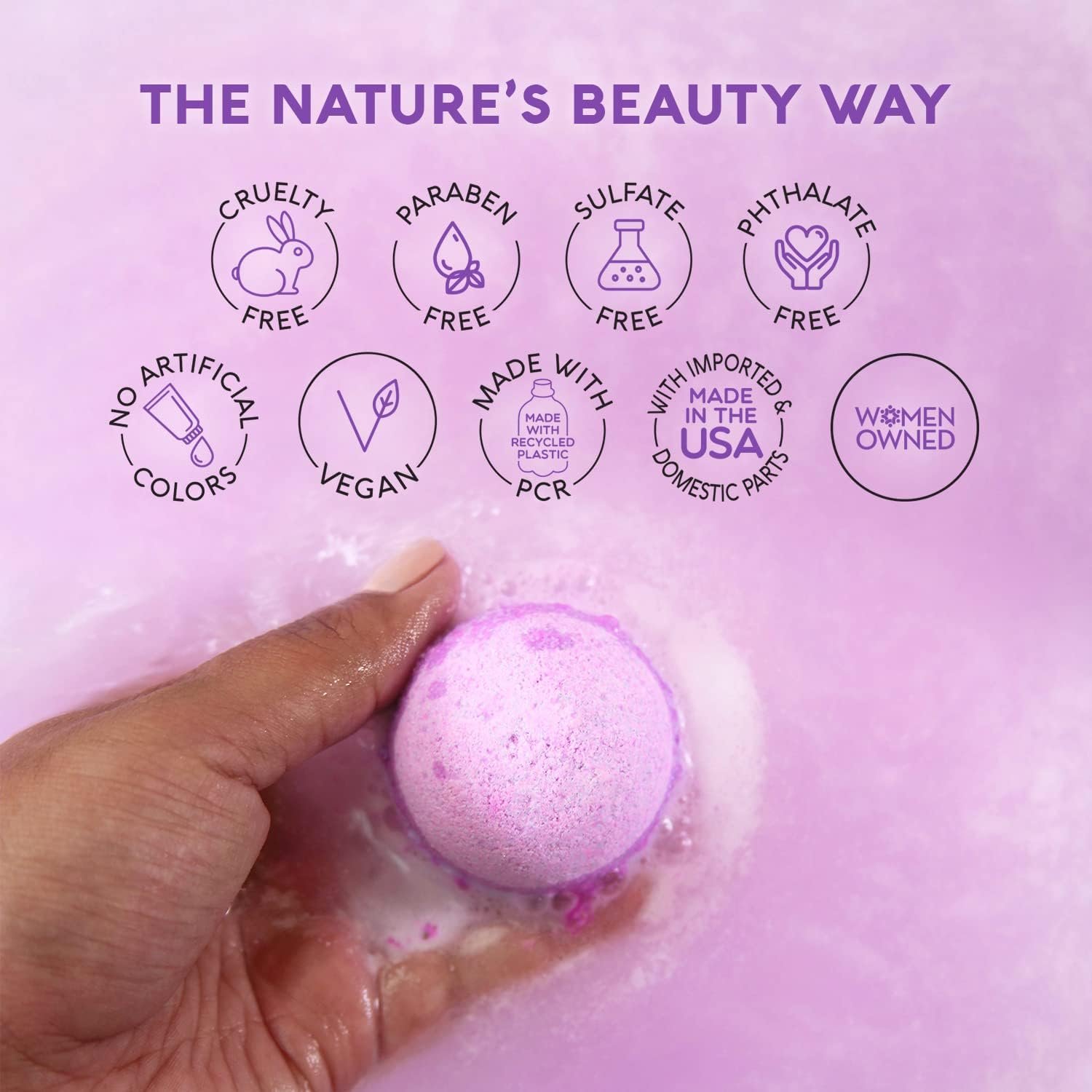 Nature’s Beauty Lavender Chamomile Sleep Bath Bomb Gift Set - Relaxing Spa Soak with Coconut Oil & Witch Hazel - Vanilla Citrus Scent - 2 Pack, 17.5 oz - Image 5