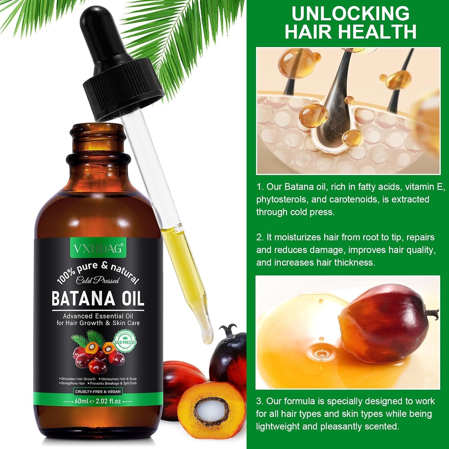 Batana Oil for Hair Growth - 100% Pure & Natural Batana Oil from Honduras, Eliminate Hair Split Ends,Enhances Hair & Skin Radiance Nourishment, All Hair Types 4.04 fl oz - Image 4