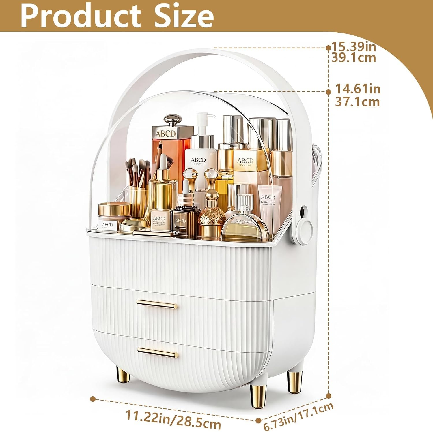 NestOrganix Makeup Organizer Skincare Organizers With Drawers | Cosmetic Display Cases with Transparent Cover, Skincare Organizers for Bathroom Countertop, Bedroom Vanity Desk, White - Image 2