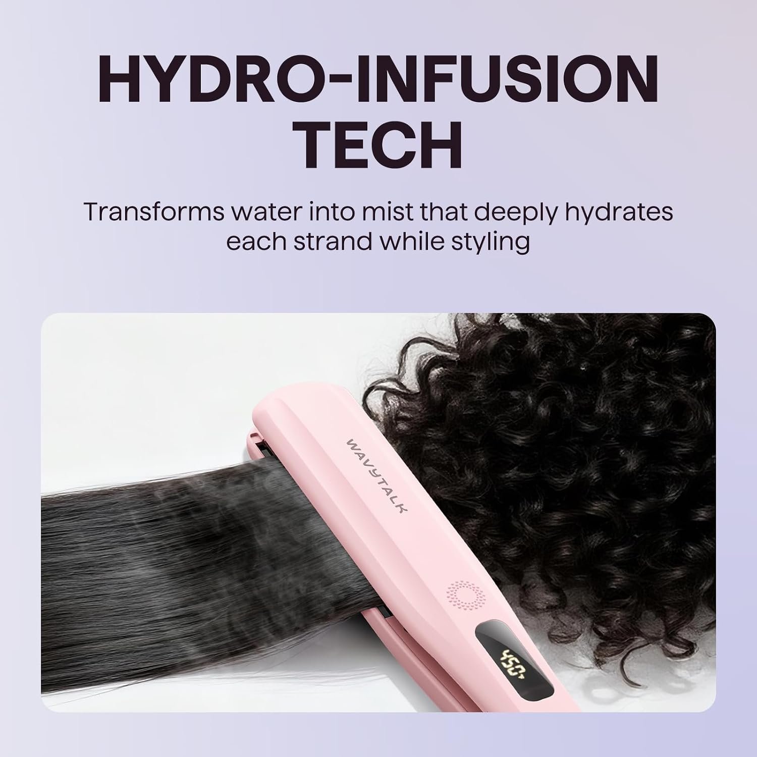 Wavytalk Steam Hair Straightener Steam Sesh for Less Heat Damage, Flat Iron | Detachable Comb, Steam Nourishes, Speeds Straightening, Fights Humidity & Frizz, Nano Titanium 1.38'' Plate, 5 Heat, Pink - Image 7