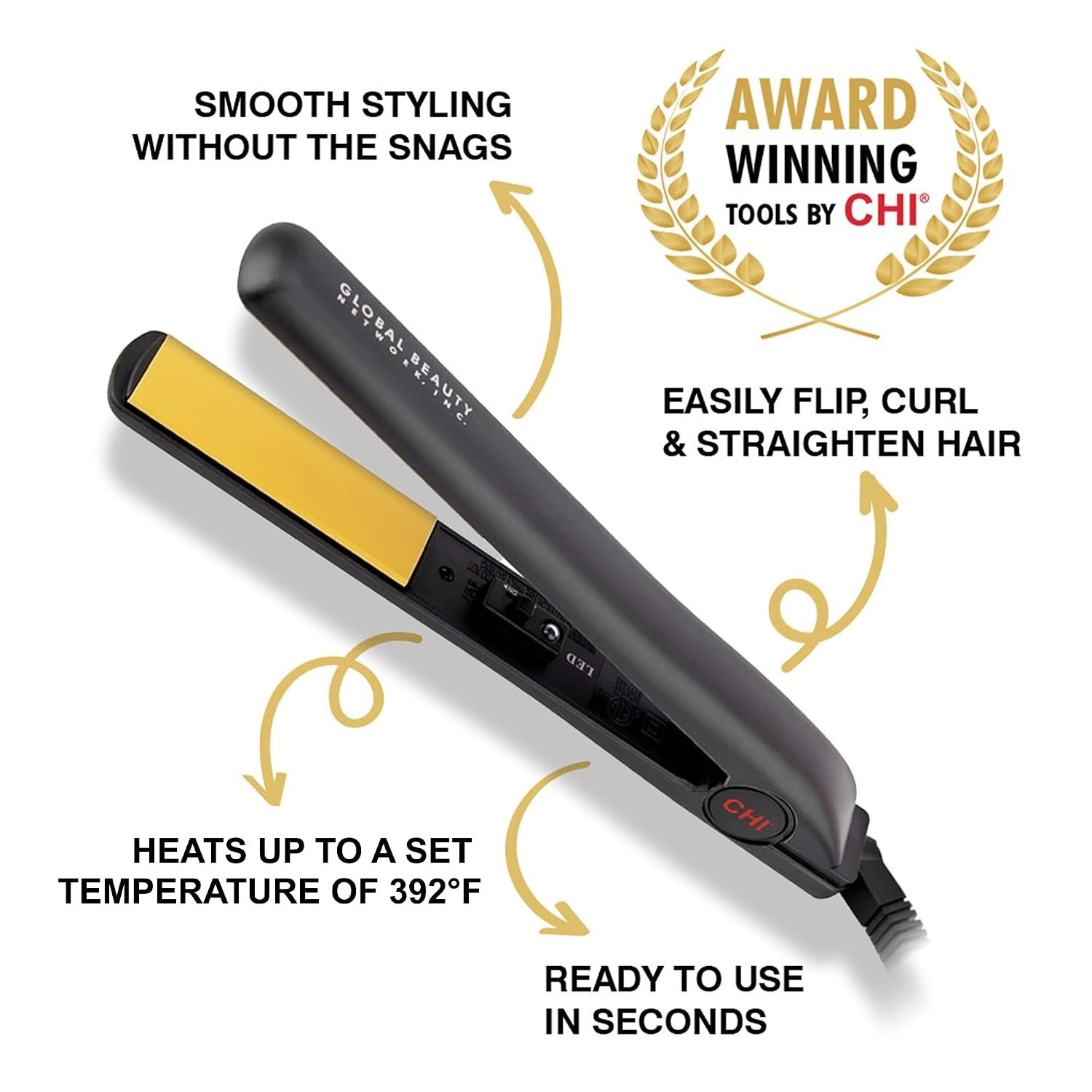 CHI Original 1" Ceramic Hair Straightener Flat Iron for Styling, Advanced Ceramic Technology for Frizz-Free Smooth Shine, Floating Plates for Easy Glide, Analog On/Off Switch, Salon-Quality Results - Image 2