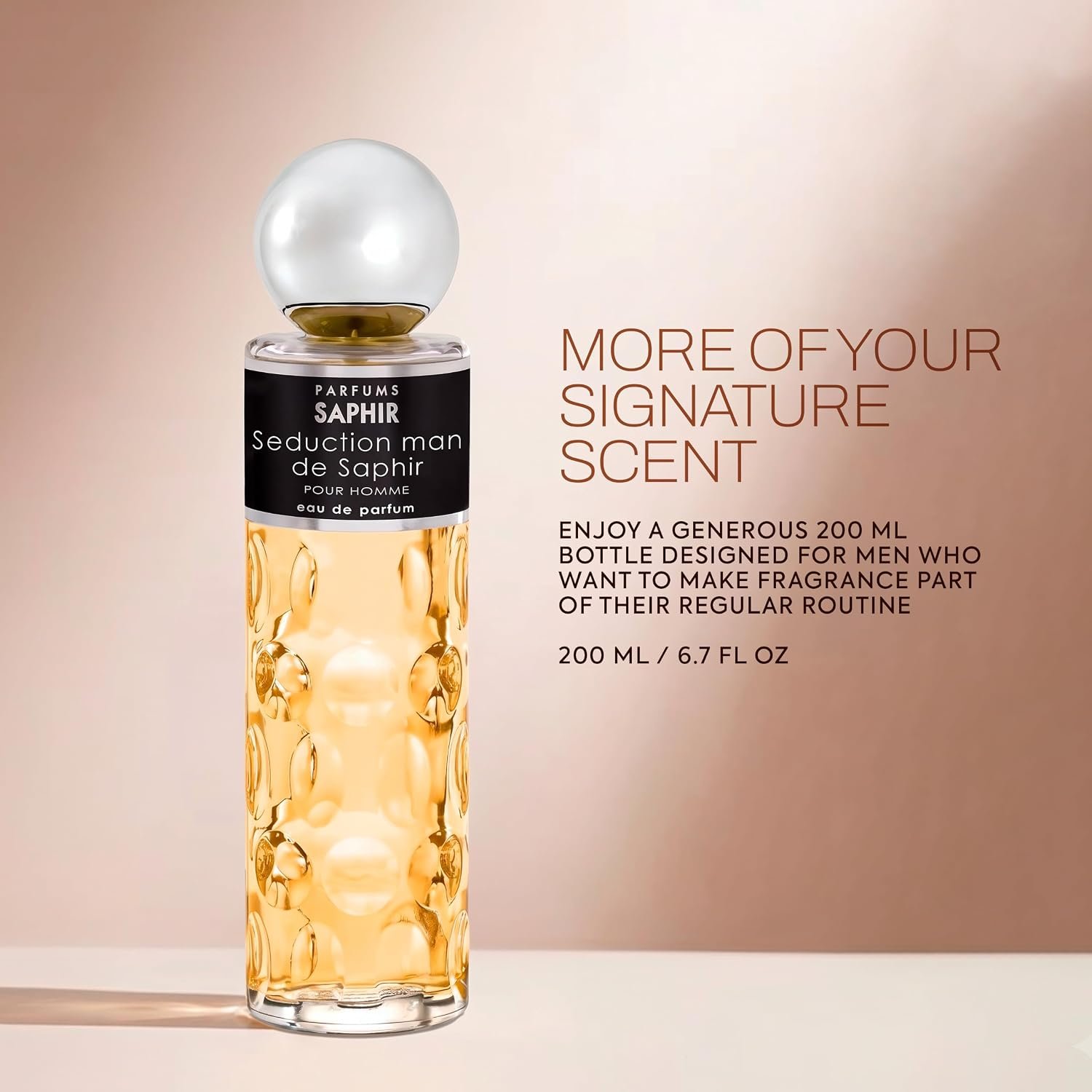 PARFUMS SAPHIR Seduction Man Eau de Parfum, Spray Cologne for Men 200ml | Woody Spicy Leather, Grapefruit Mandarin Rose Cinnamon & Patchouli, Long-Lasting, Day to Night, Gift for Him - Image 6