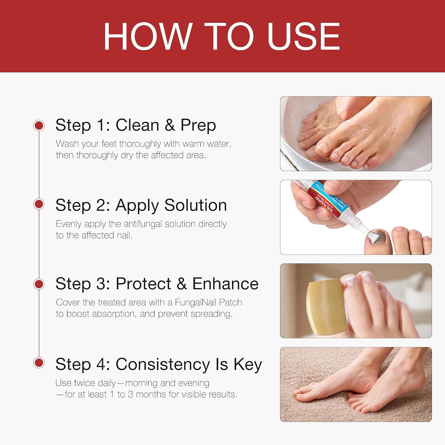 Toenail Fungus Treatment Extra Strength - DR.RAPID Toenail Fungus Treatment Pen & Fungal Nail Patches, Day and Night Fungal Nail Treatment Set, Ideal for Nail Repair for Damaged Nails Toenail Fungus - Image 4