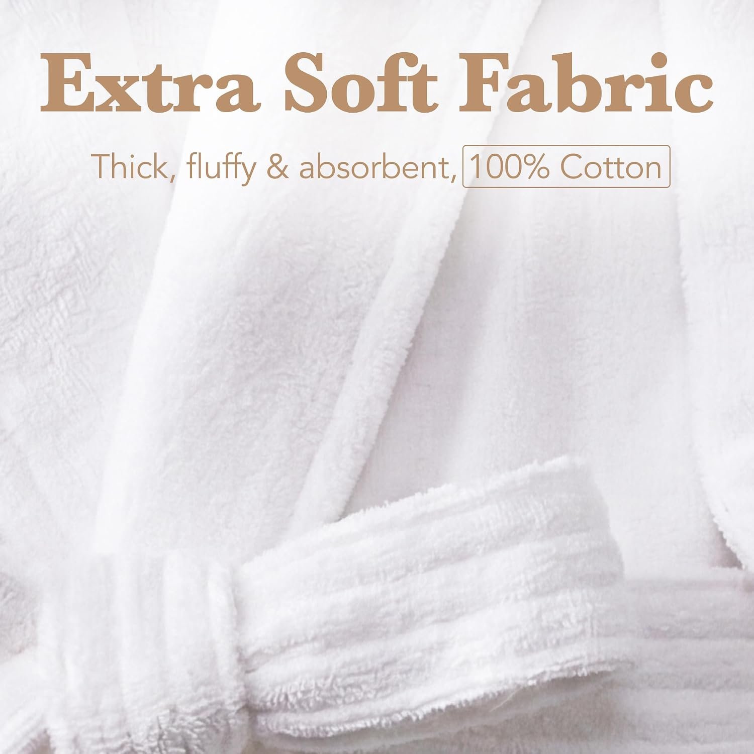 MONARCH Cotton Terry Velour Bath Robe Self-Tie Belt for Men or Women | Absorbent Inside, Smooth Outside, Generously Sized Hotel-Grade Robe, Dual Patch Pockets, Dryer-Safe, Machine Washable - Image 3