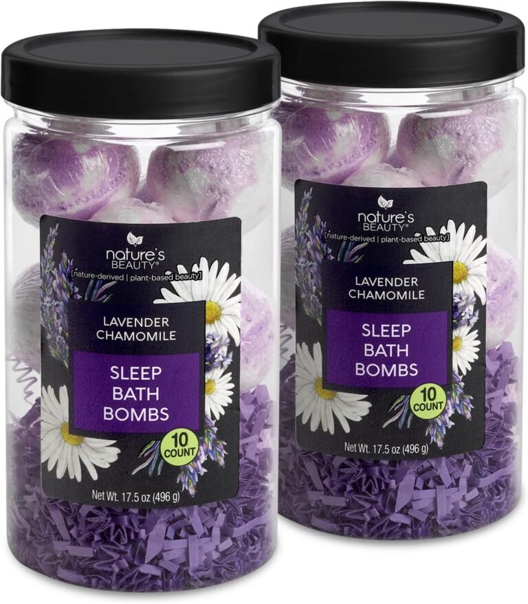 Nature’s Beauty Lavender Chamomile Sleep Bath Bomb Gift Set - Relaxing Spa Soak with Coconut Oil & Witch Hazel - Vanilla Citrus Scent - 2 Pack, 17.5 oz