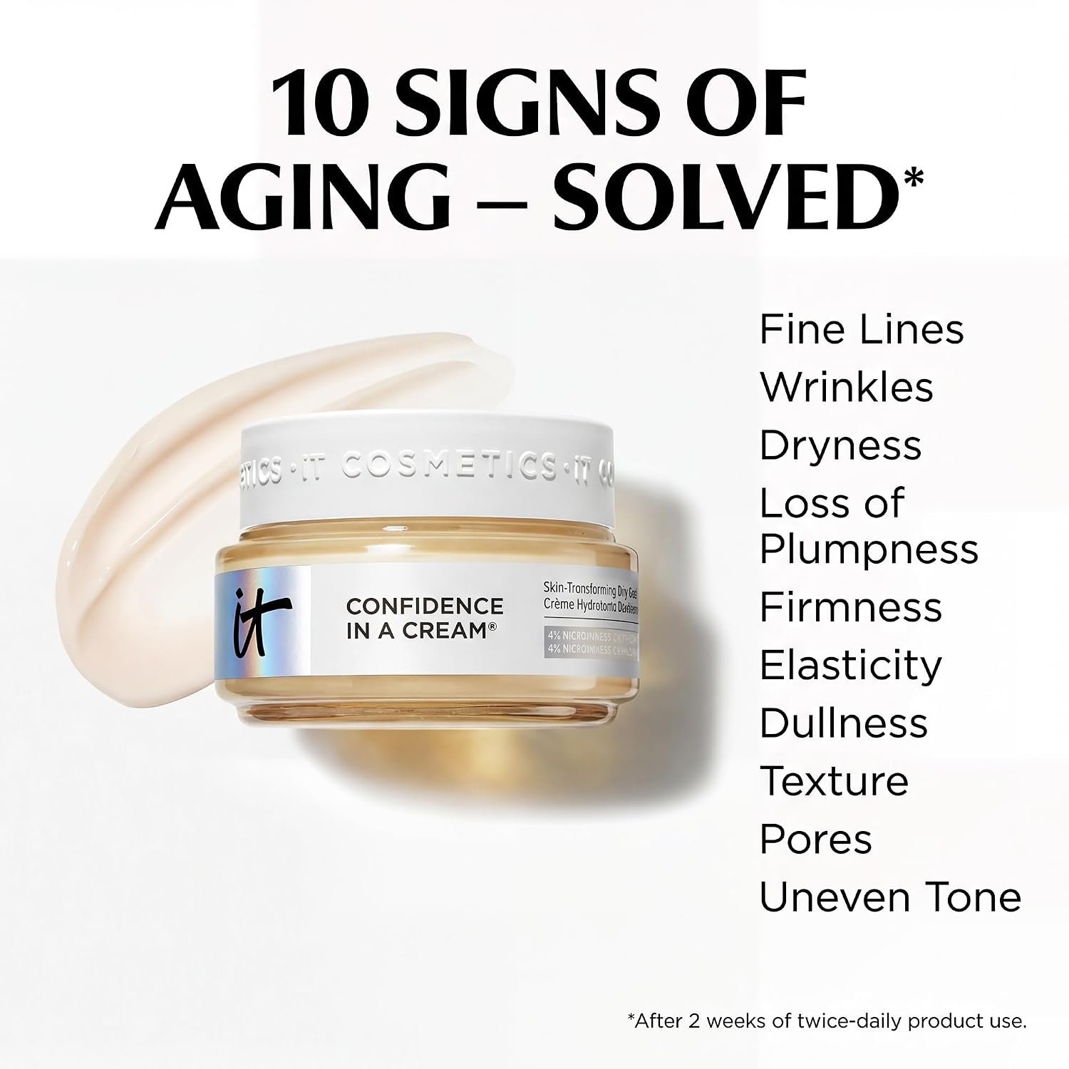 IT Cosmetics Confidence in a Cream Anti-aging Hydrating Facial Moisturizer | Reverses Signs of Aging Skin for Youthful Glow, 48HR Hydration, Skin Barrier Repair, Reduces Wrinkles with 4% Niacinamide - Image 2