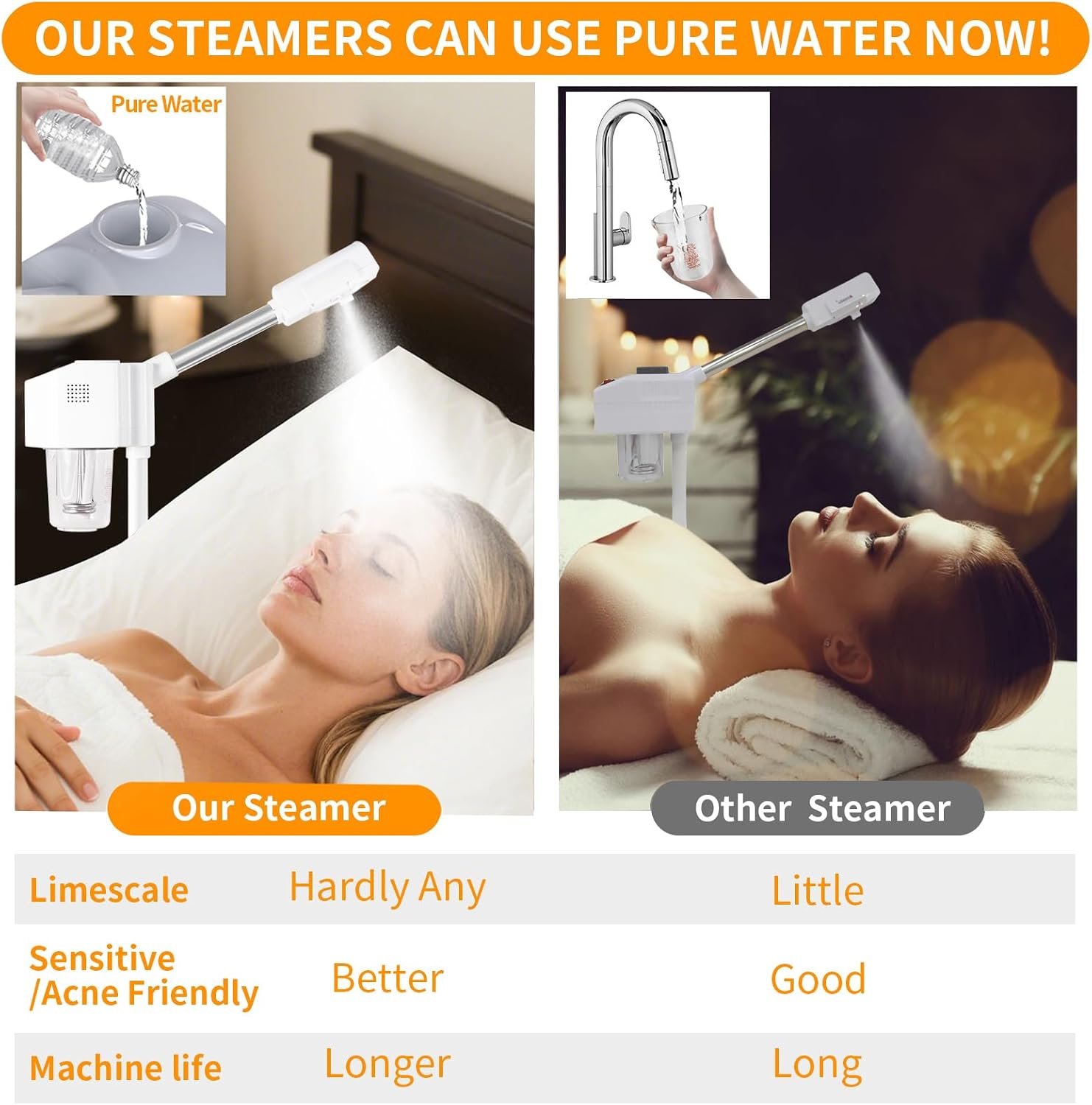 Professional Facial Steamer, Hot Mist Spray, Vaporizador Facial Steamer for Esthetician, Height Adjustable, SPA at Home, White - Image 5