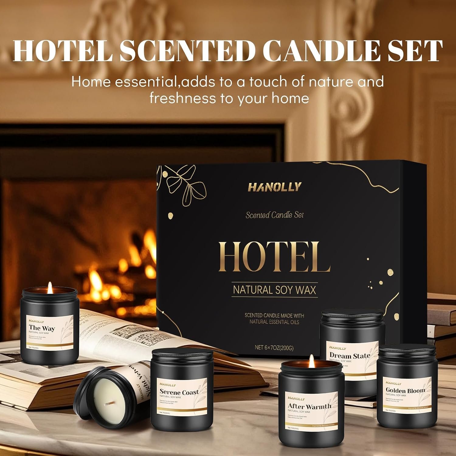 Hotel Scented Candles Gift Set, 6 Pack Candles for Home Scented | Luxury Aromatherapy Jar Candle Gifts for Men & Women, Natural Soy Wax Long Lasting Candle Kit for Birthday, Anniversary - Image 6